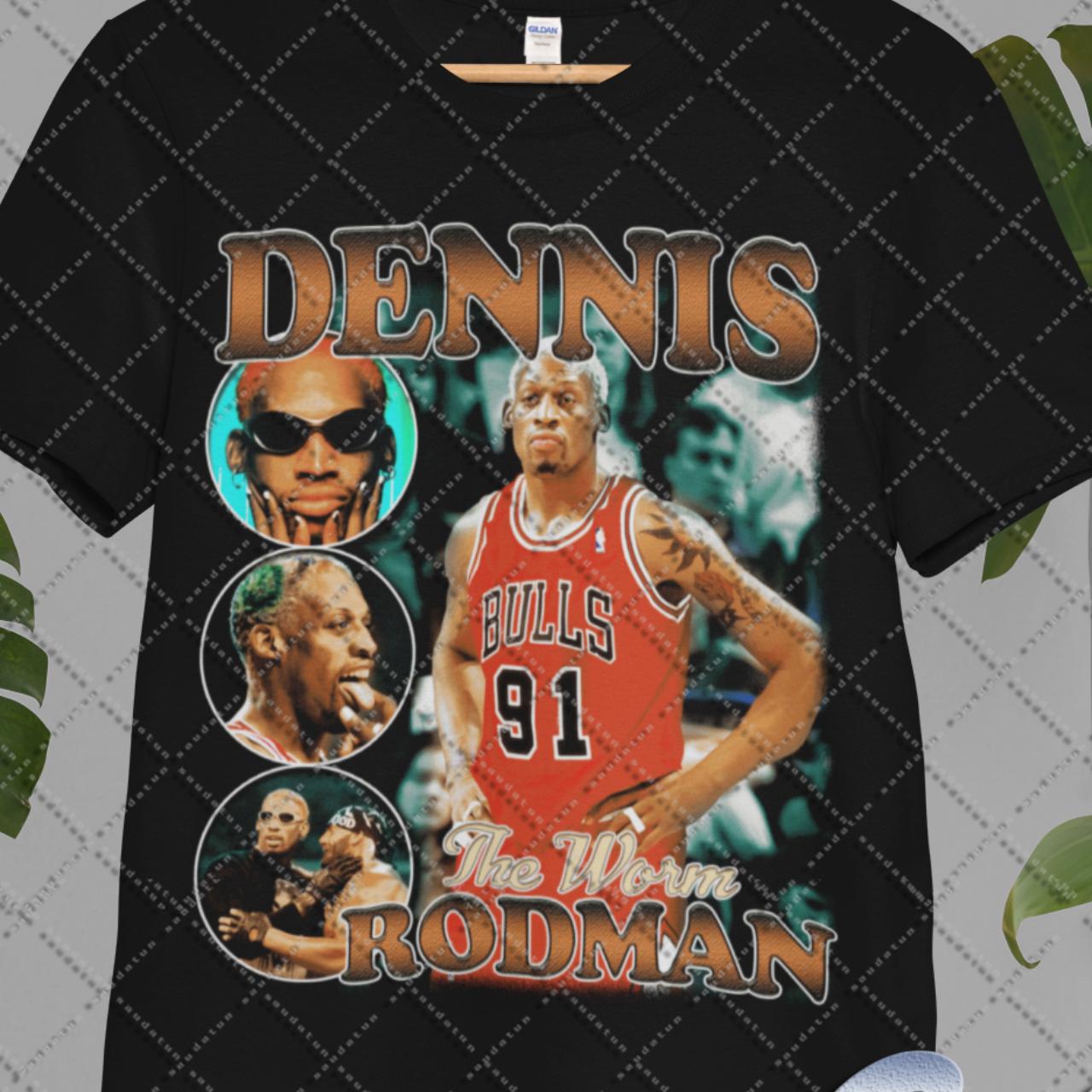 Dennis Rodman T Shirt Chicago Bulls Vintage Rap Tee Off White