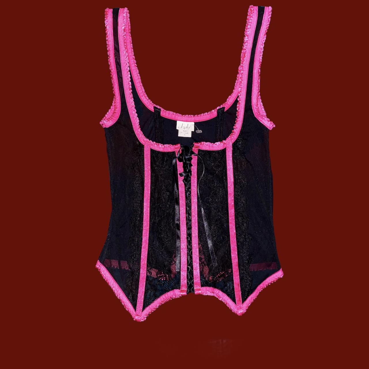 sexy black + pink bustier this is giving me... - Depop