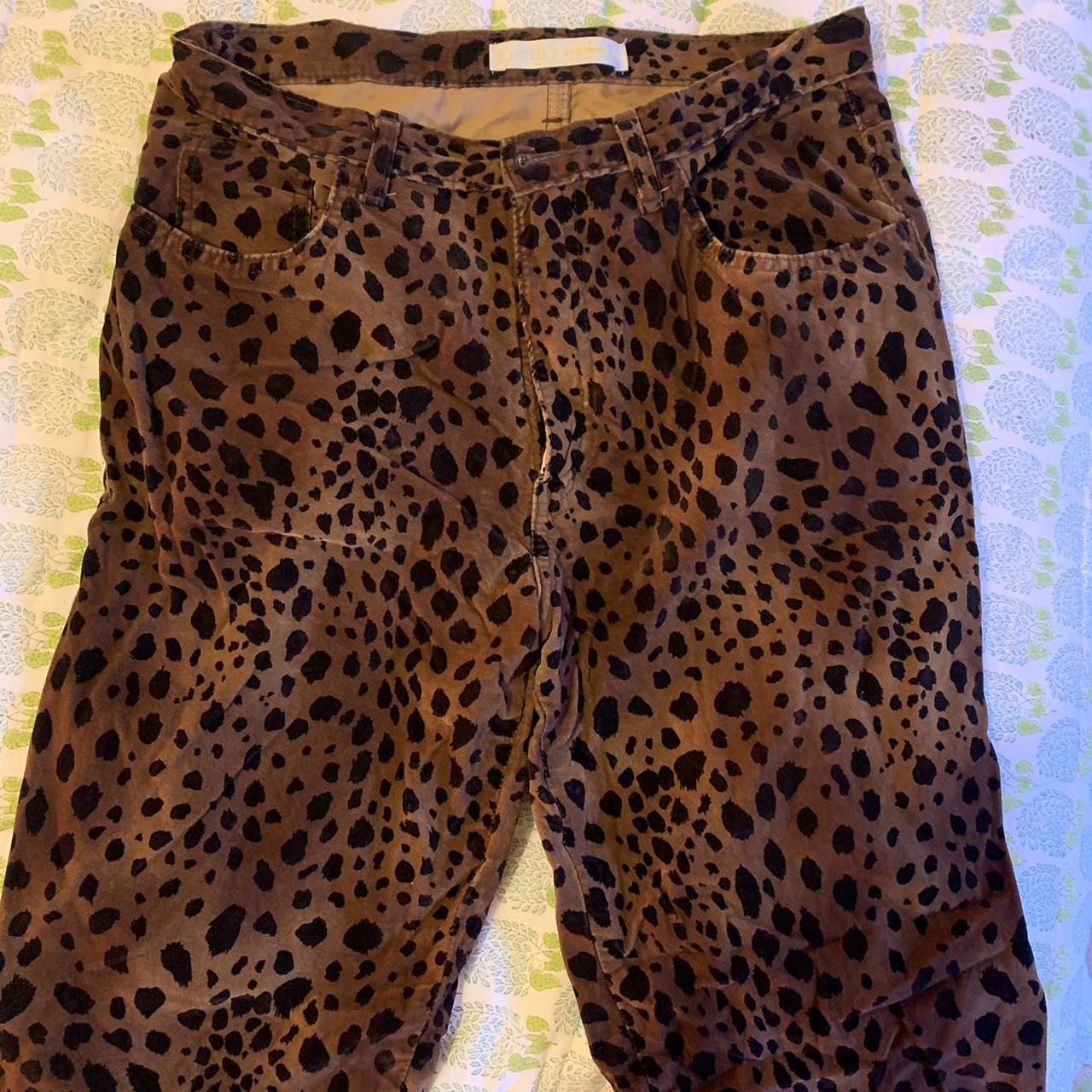 Size 10 cheeta print velvety material trousers 💗💗... - Depop