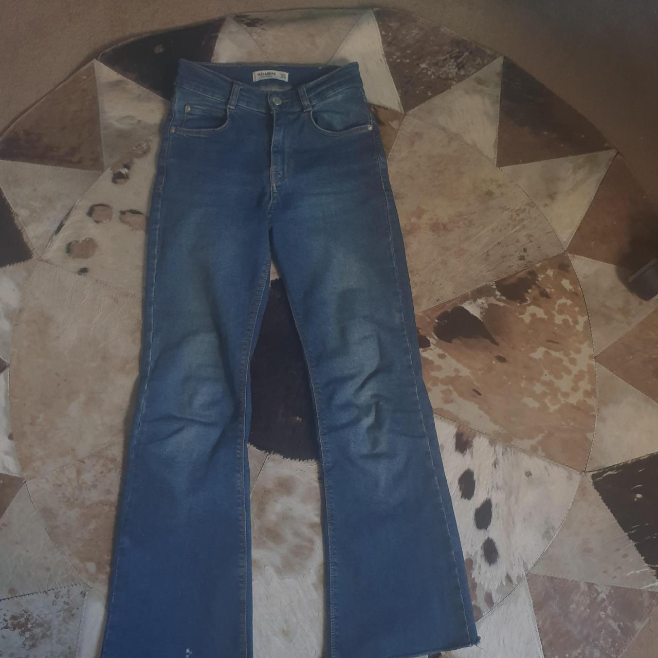 Flared Bootcut Denim Dark Wash Blue Pull and Bear... - Depop