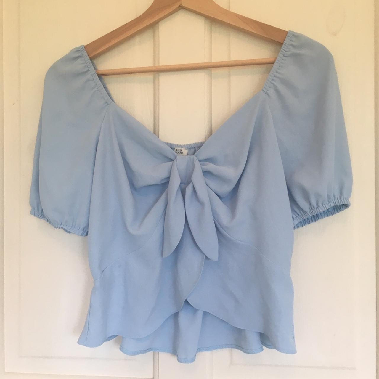 River Island Women's Blue Blouse | Depop