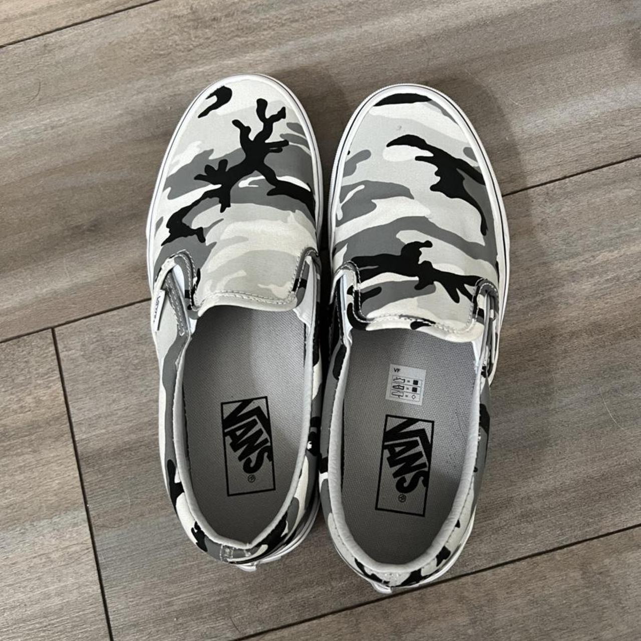 gray camo slip on vans journeys