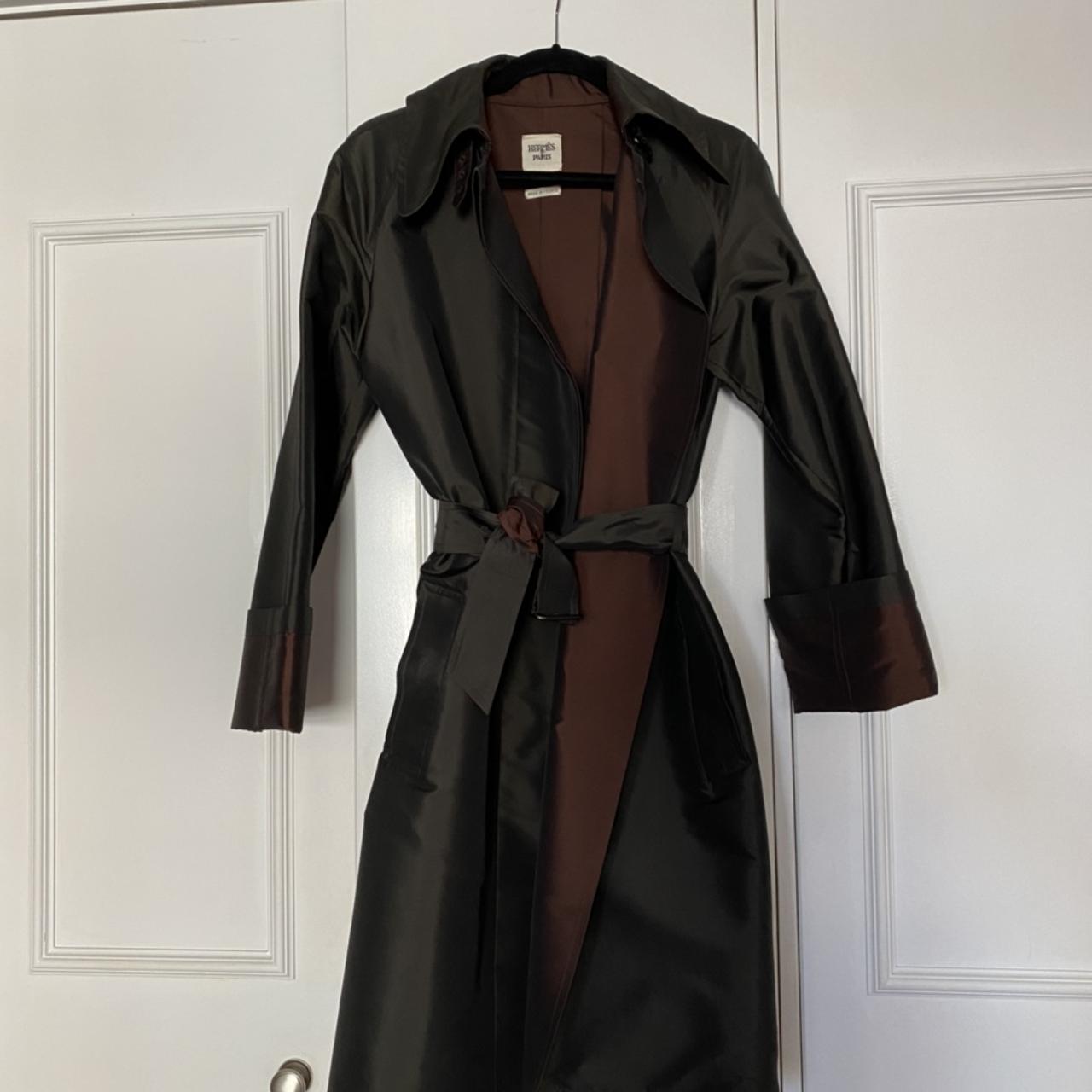 Hermès dark green trench coat, barely worn, great... - Depop