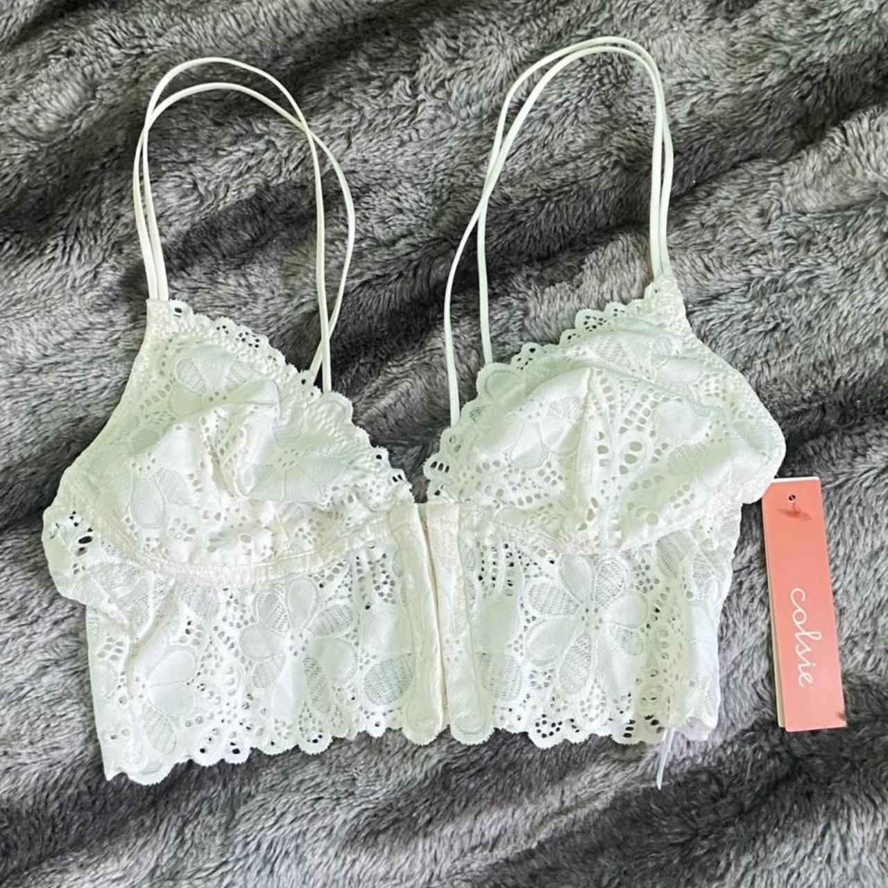 Colsie White Lace Bralette Never worn with tags - Depop