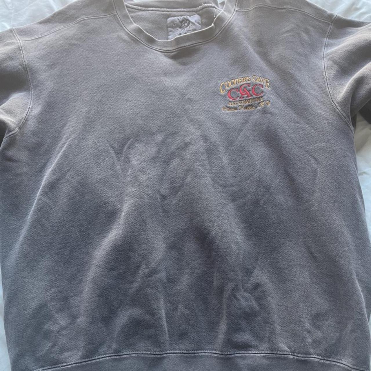 Vintage Sun Faded Charcoal Gray Crewneck big neck...