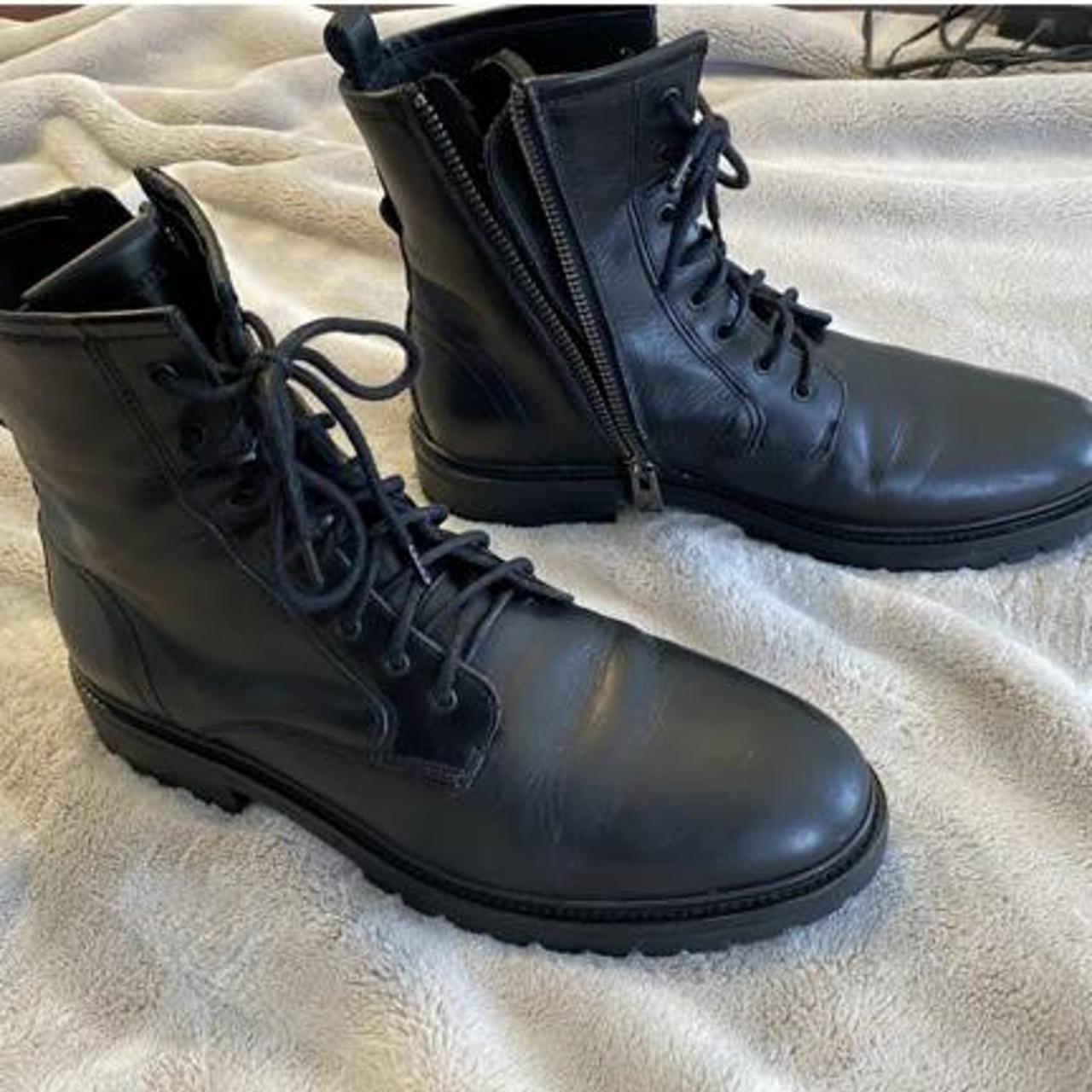 Vintage All Saints Combat Boots with Side Zip Size... - Depop