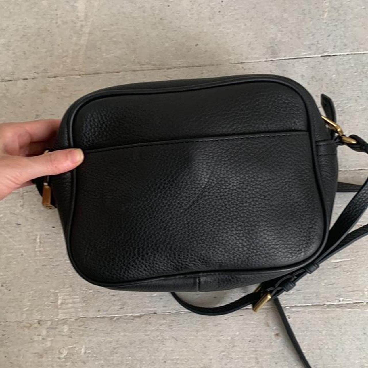 J.crew Black Genuine Leather Locking Crossbody Bag... Depop