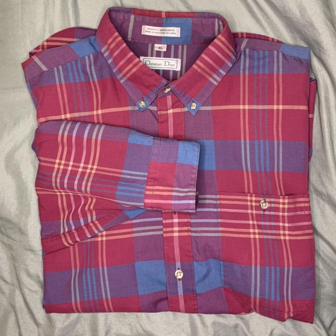 Vintage Christian Dior Plaid Button Up Shirt Size... - Depop