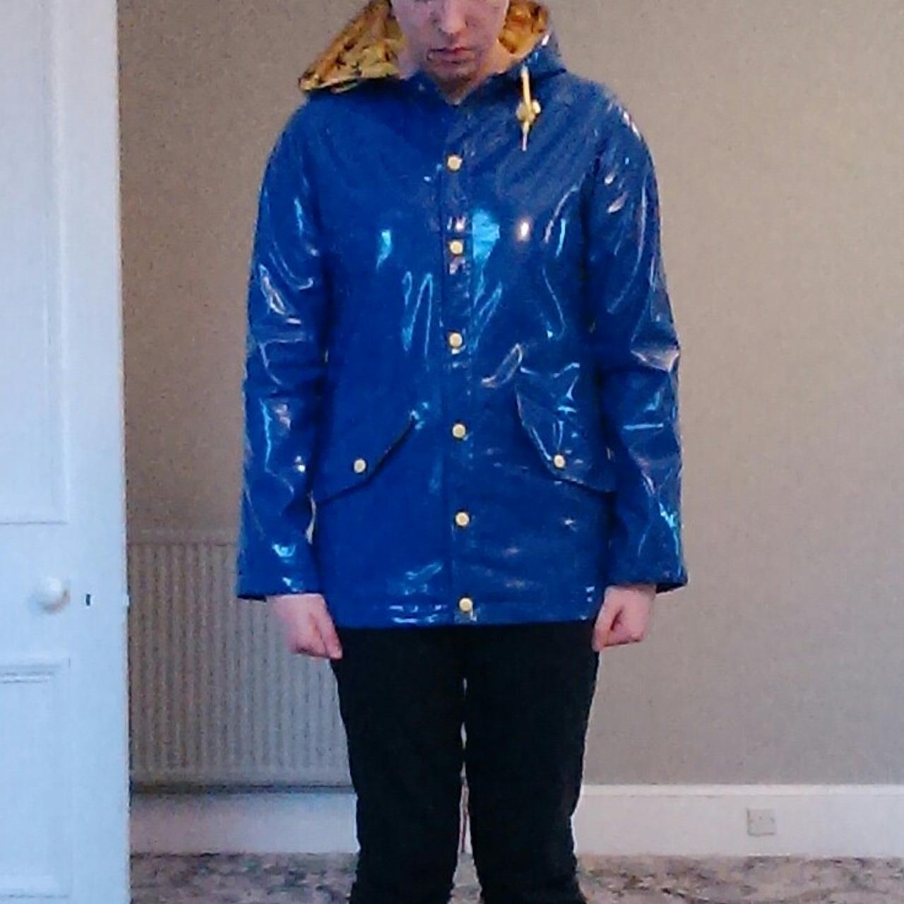 Women's blue PVC raincoat from New Look. In perfect... - Depop