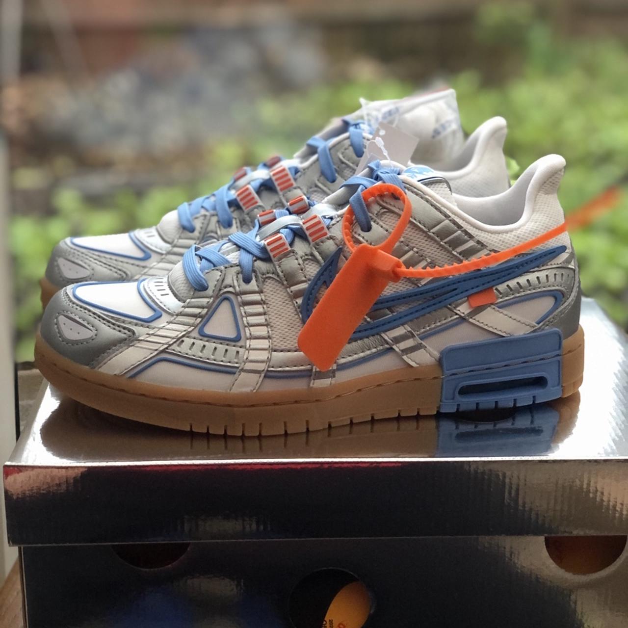 Nike Air Rubber Dunk off-White UNC White/university... - Depop