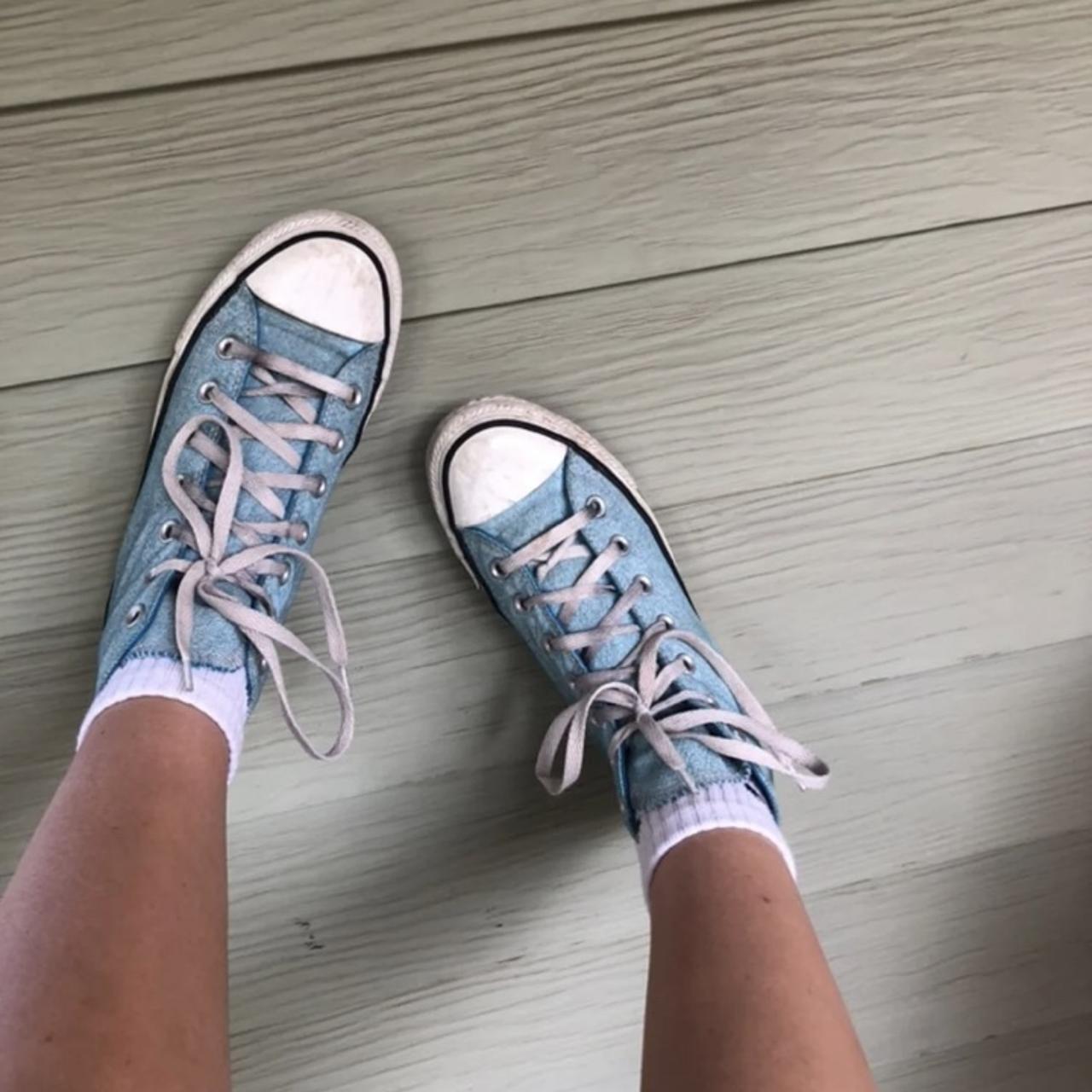 blue high top converse all star tiny bit of dirt but... - Depop