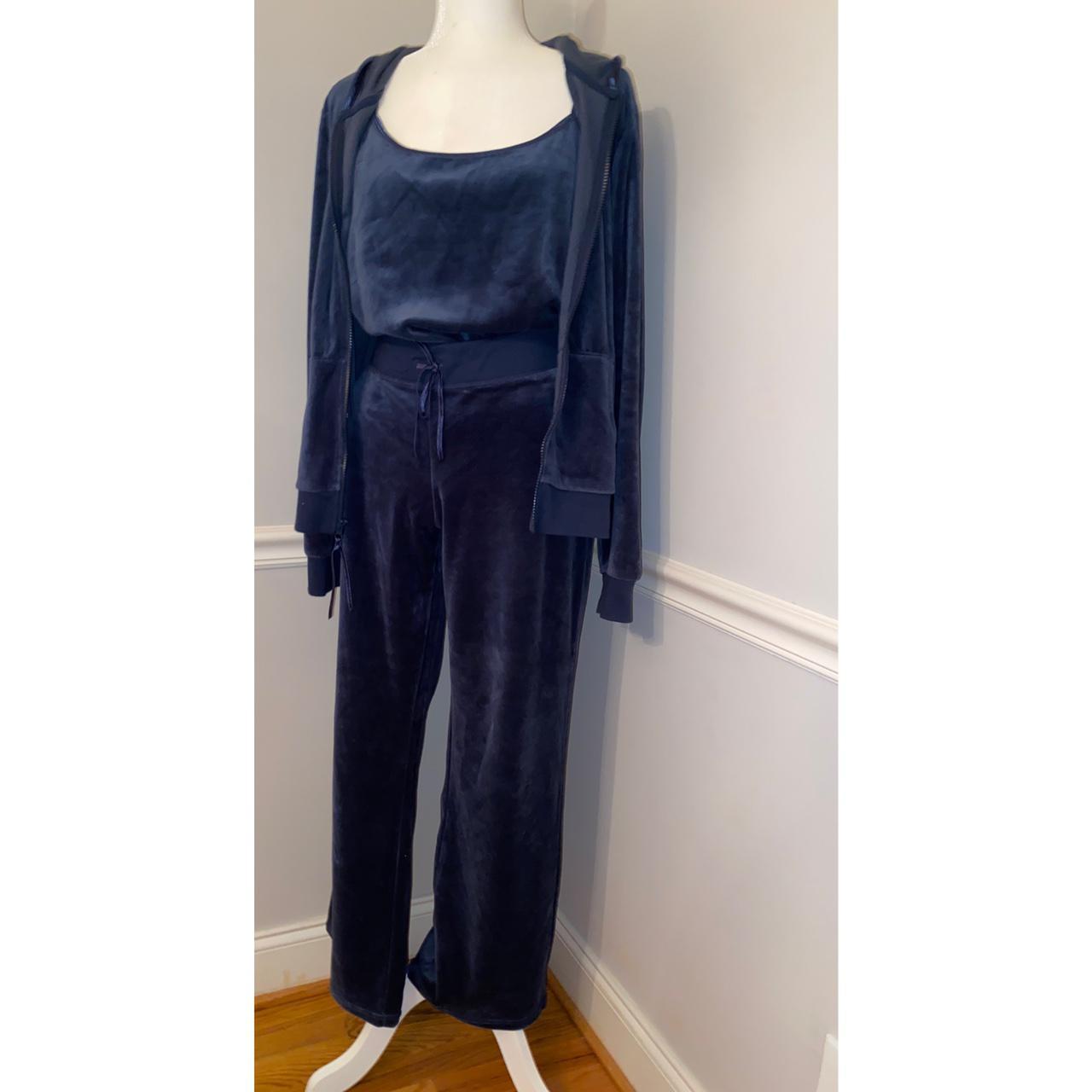 navy blue velour sweatsuit