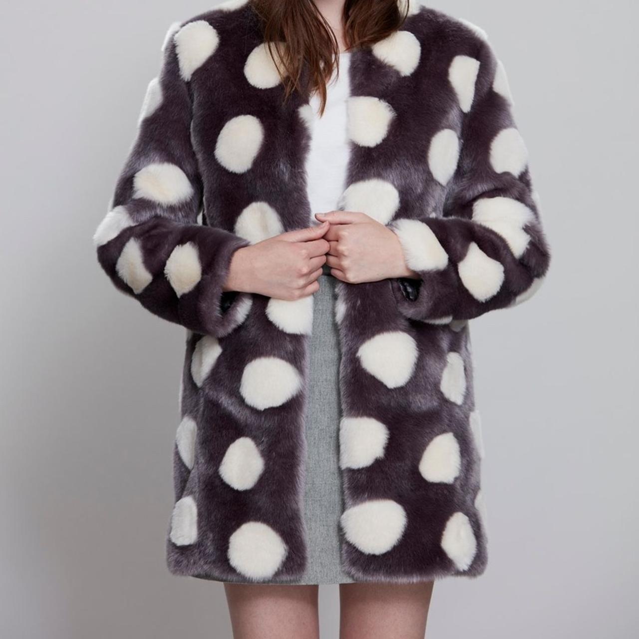 Polka dot faux fur coat best sale