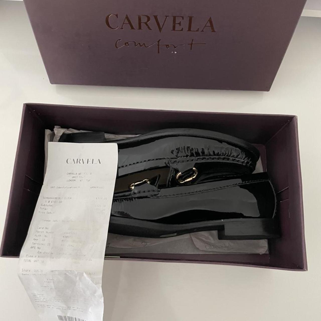 carvela black patent loafers