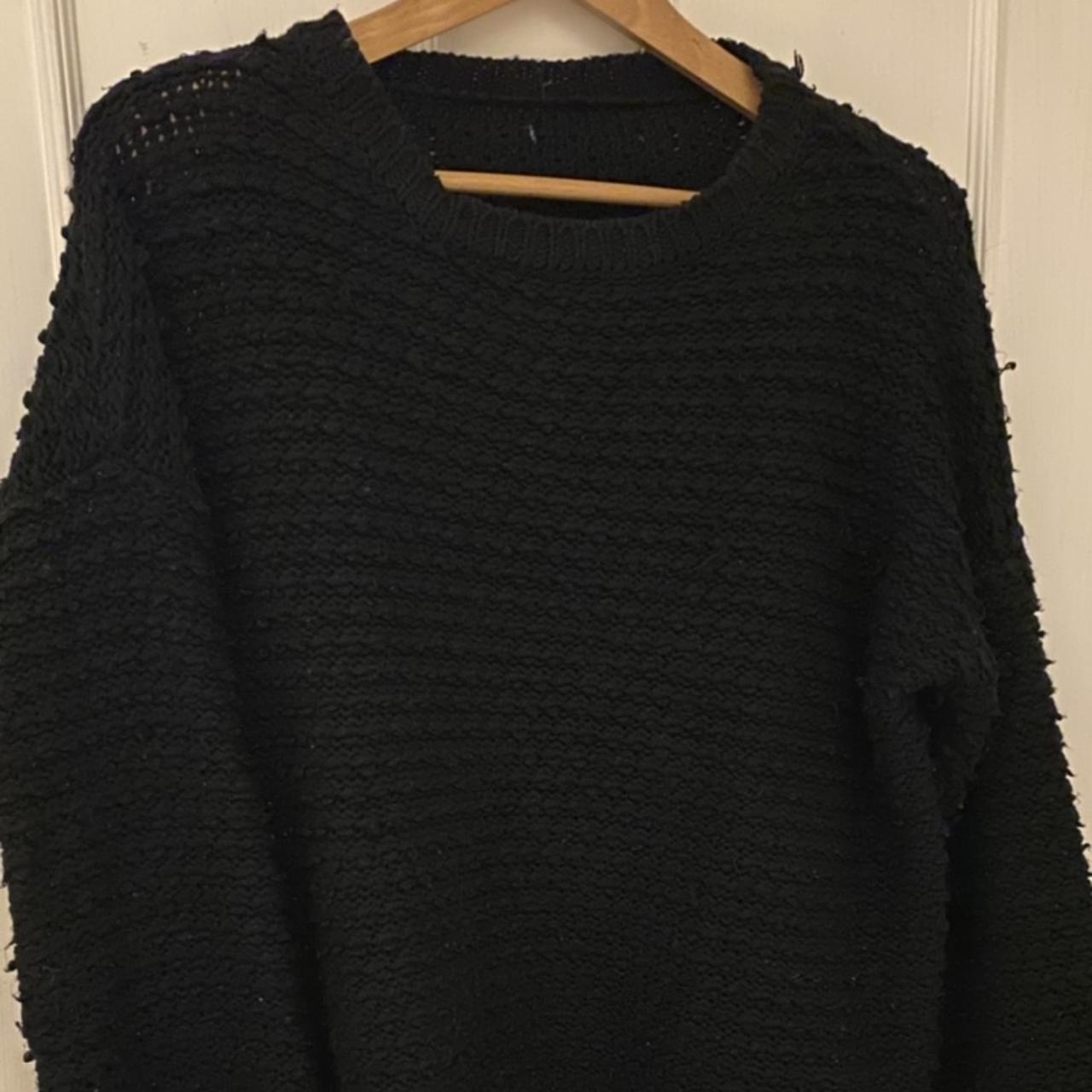 Chunky knit oversized black jumper W knitted ball... - Depop