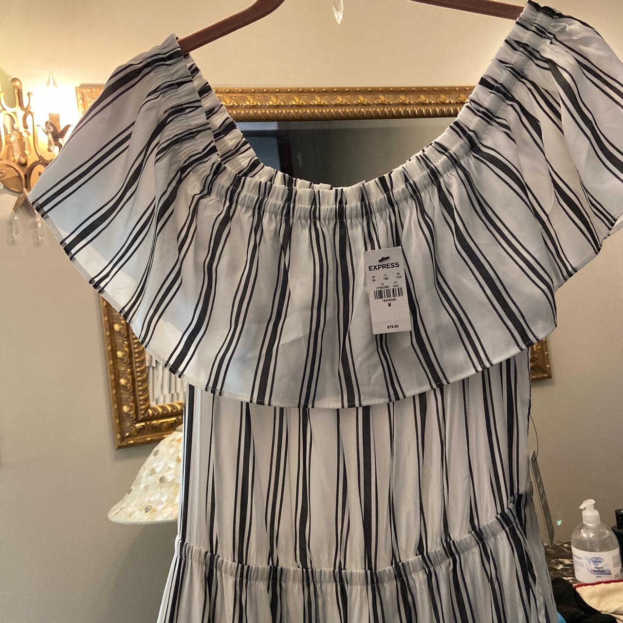 Black and white maxi dress from Express. Size M. Off... - Depop