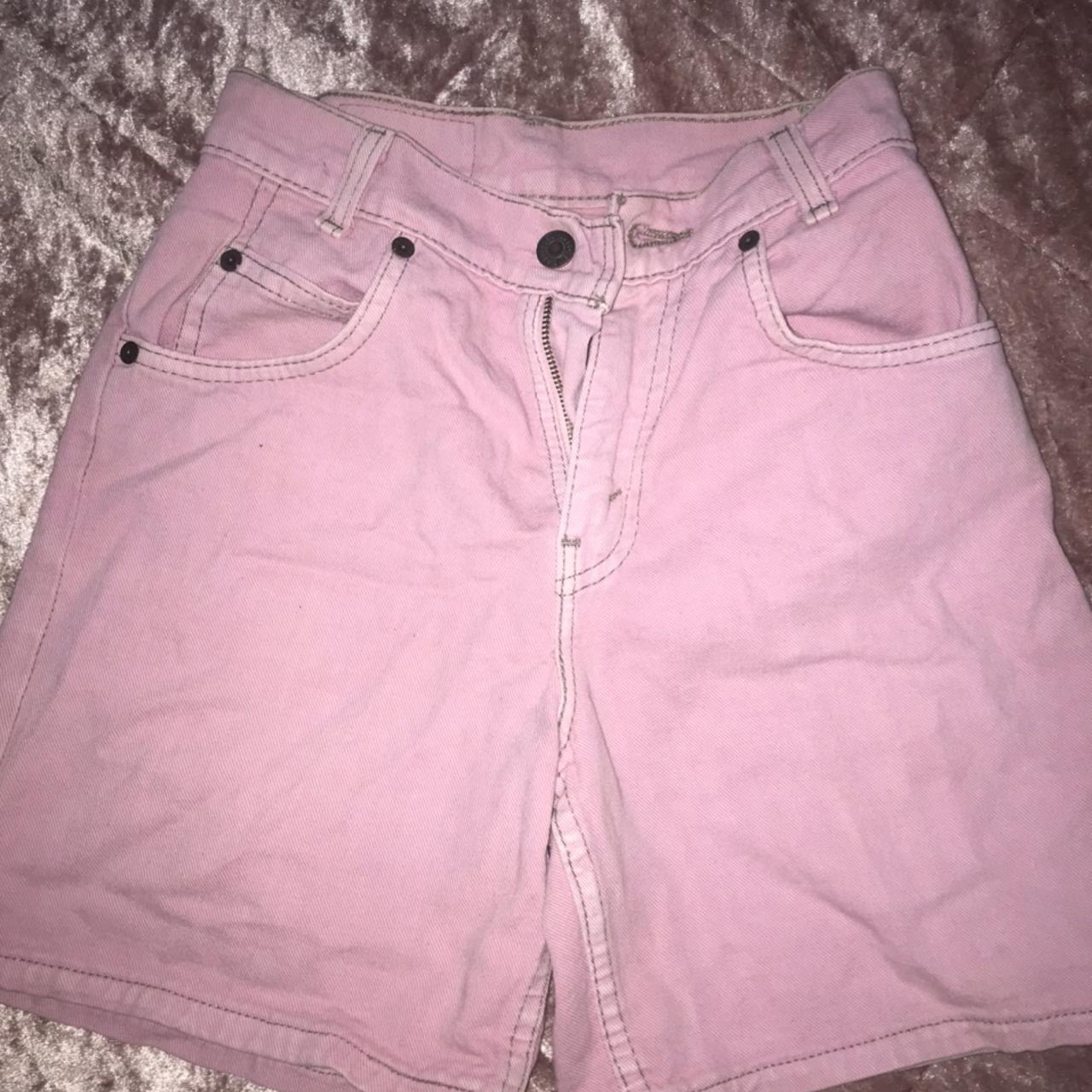 Pink Levi’s high waisted denim shorts. #levis... - Depop