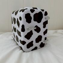 cow print skincare fridge