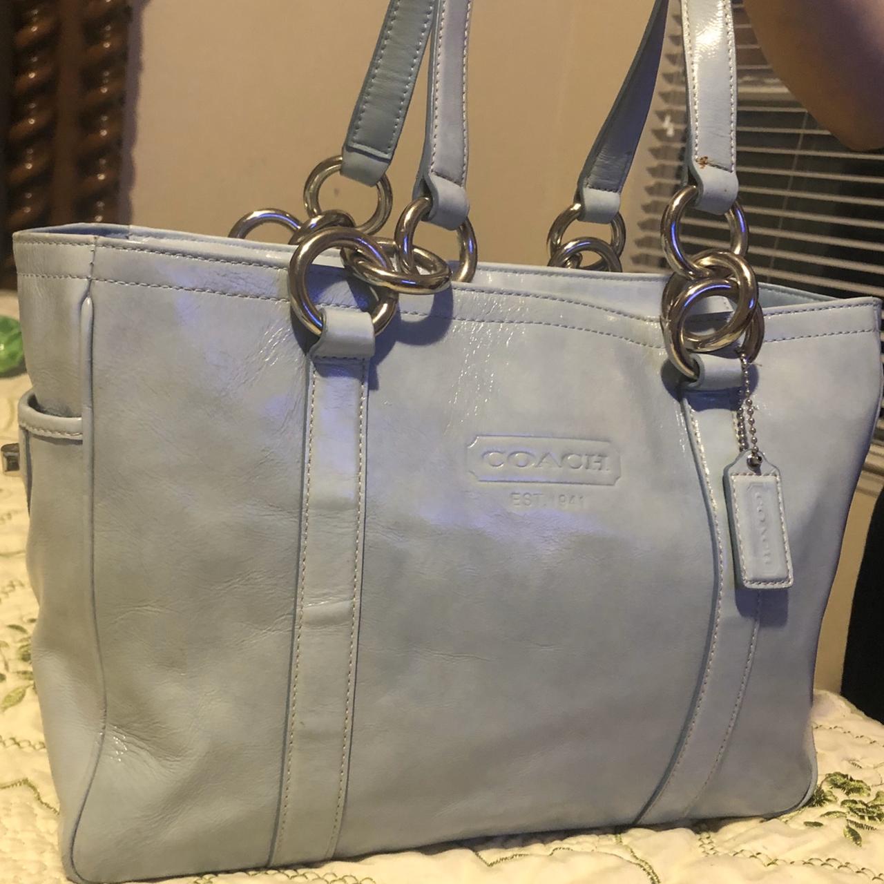 Coach like new sky blue on sale satchel purse