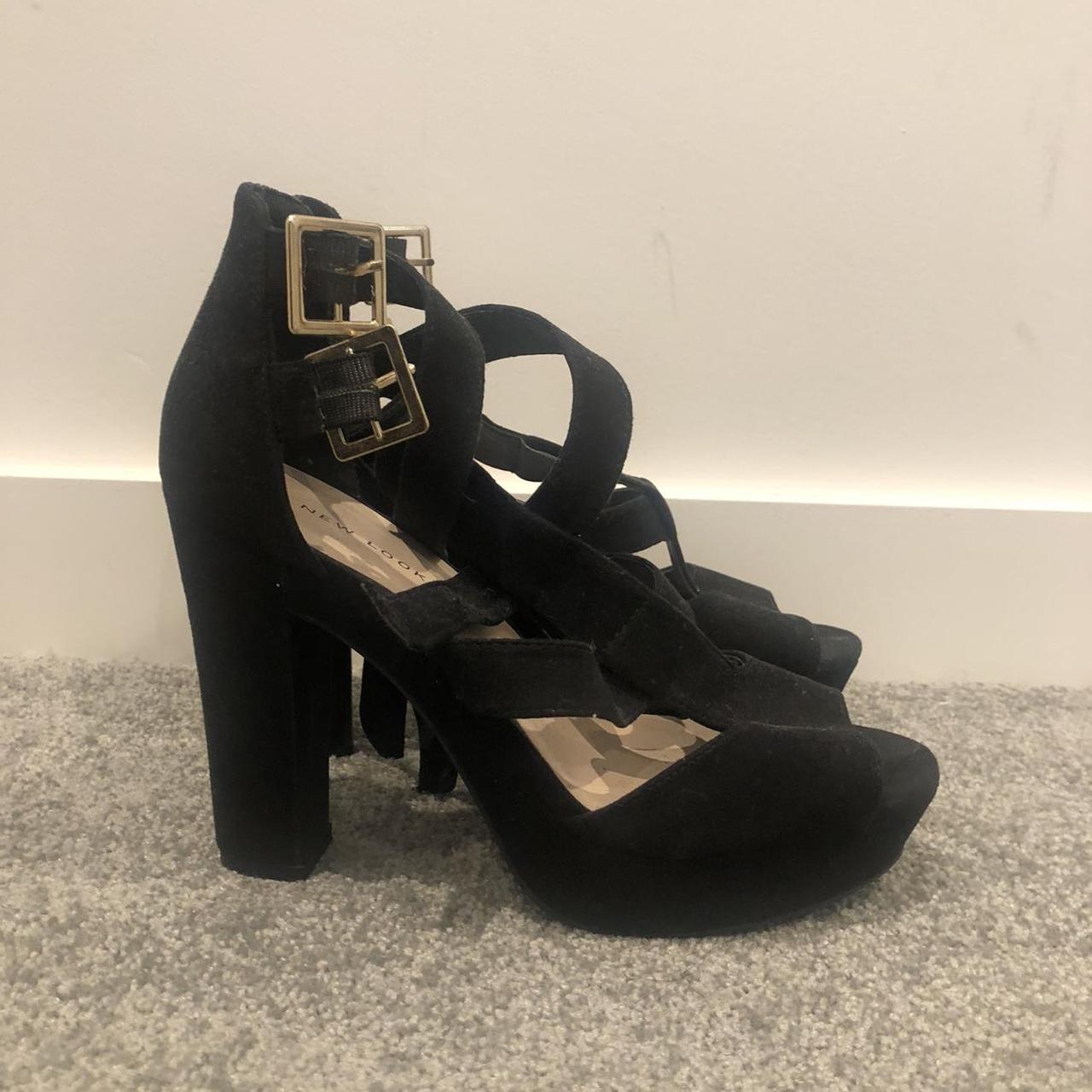 Black Suede platform heels, worn a few times, very... - Depop