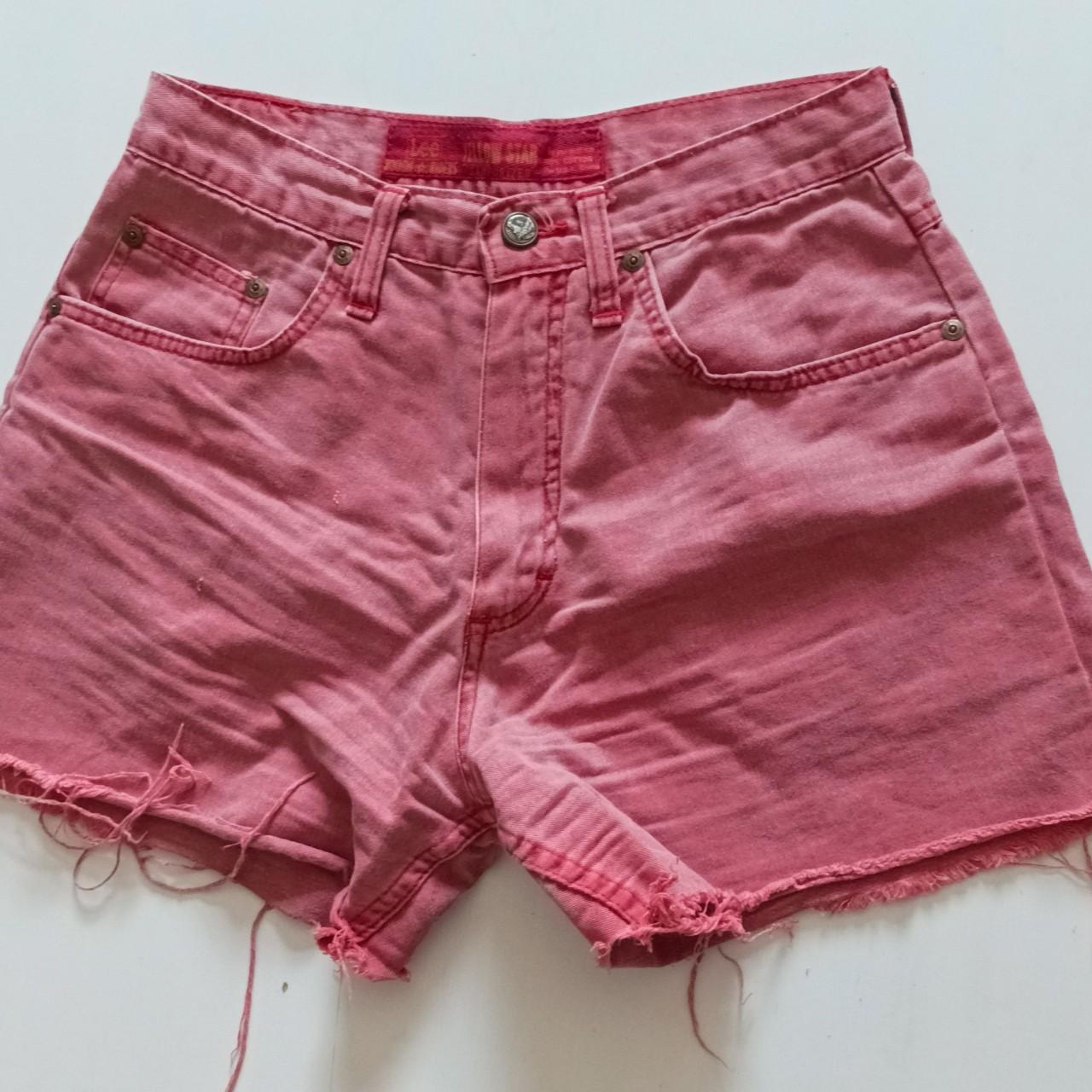 Lee Women's Pink and Burgundy Shorts | Depop