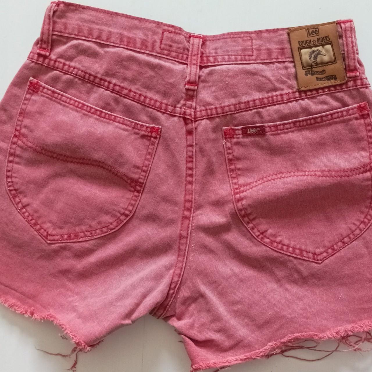 Lee Women's Pink and Burgundy Shorts | Depop