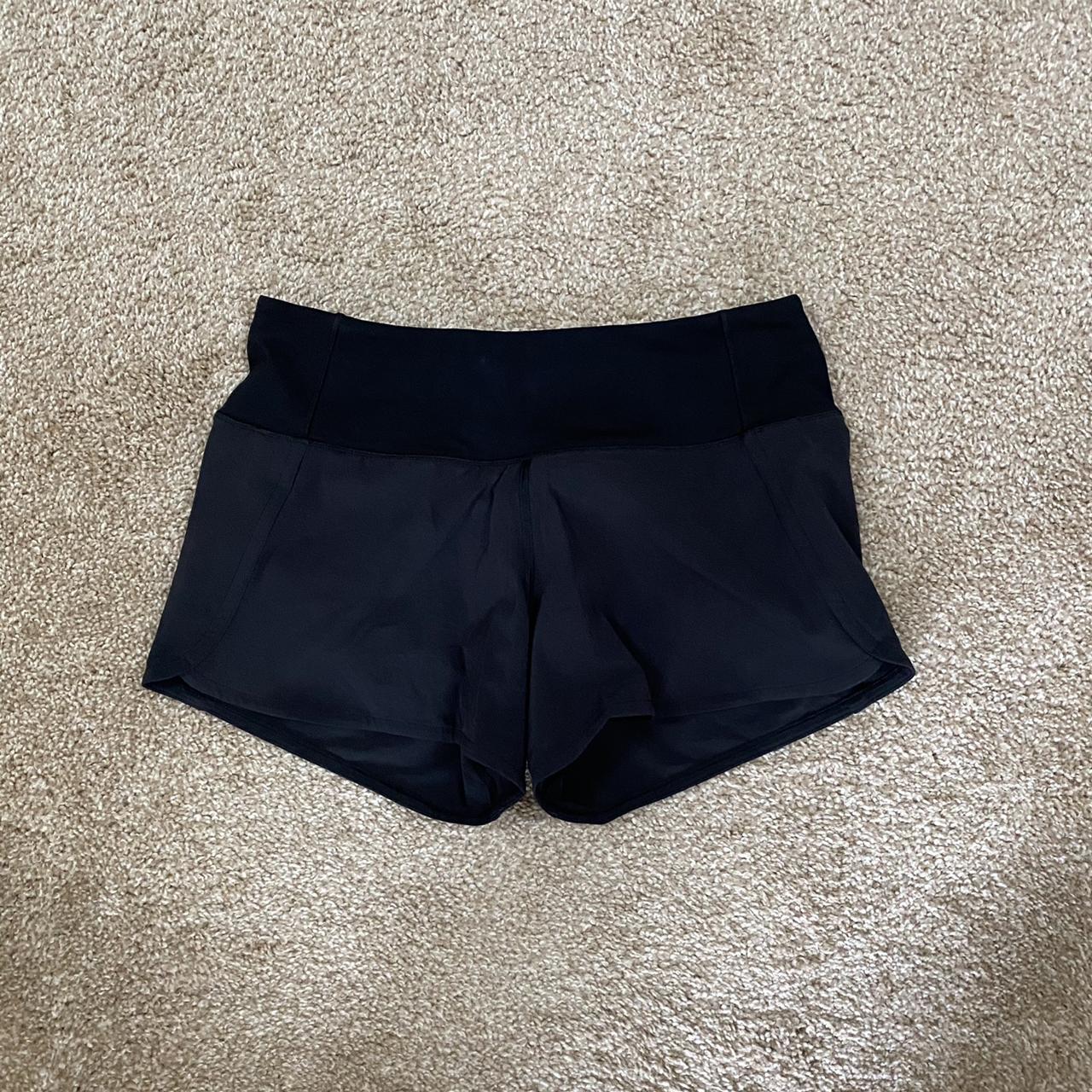 lululemon speed up short black size 4 worn only once... - Depop