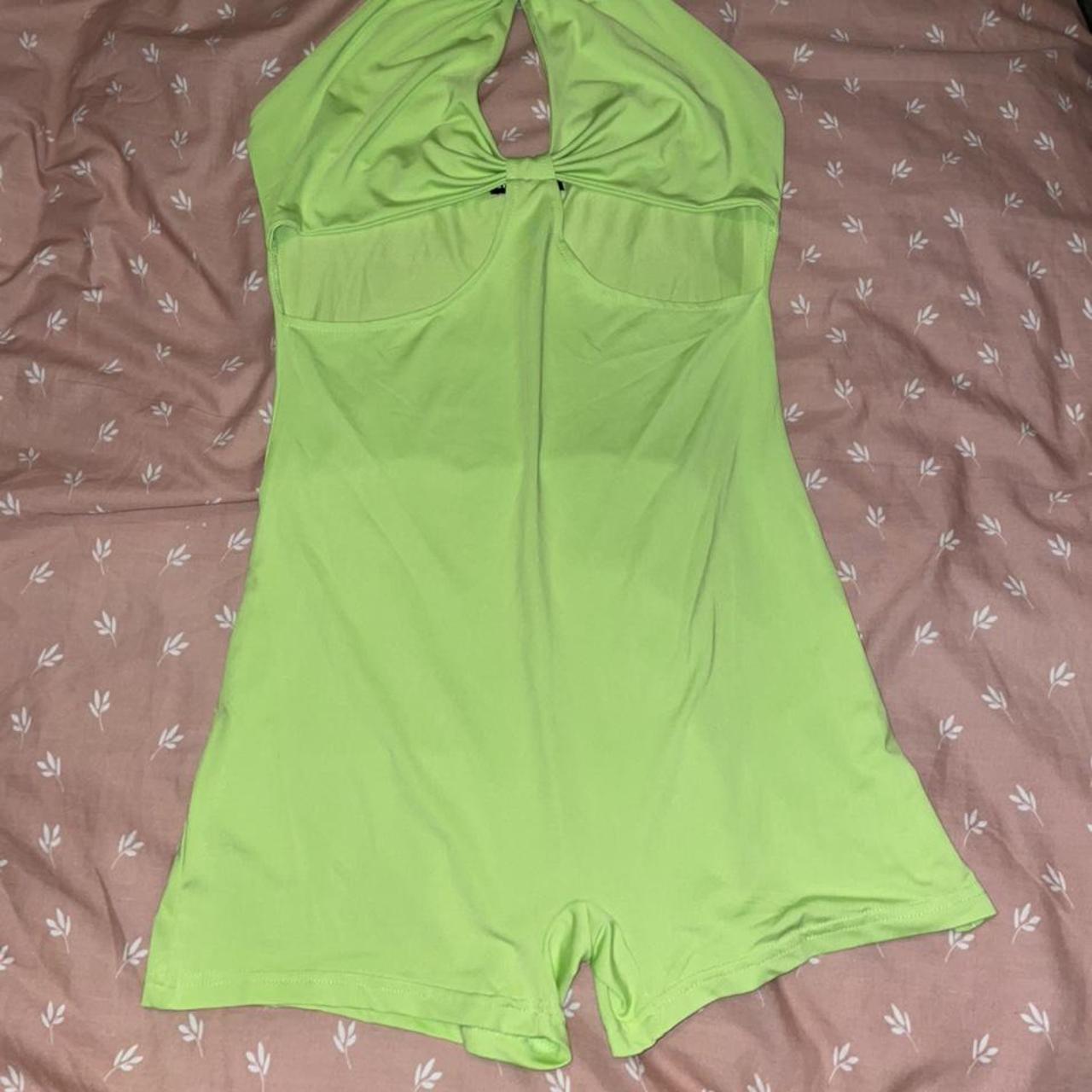 Shein neon green playsuit/romper Size M (10) Never... - Depop