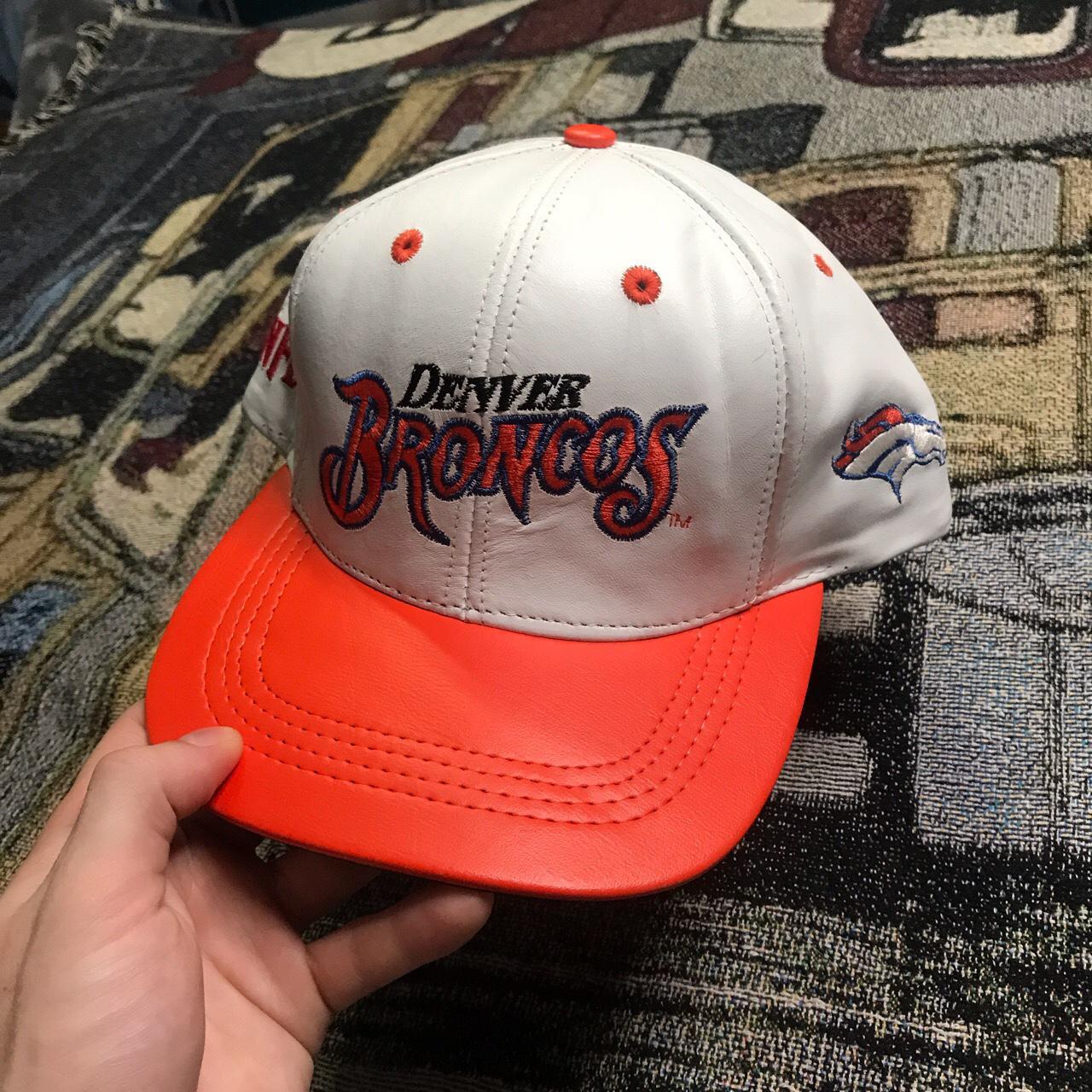 Vintage Denver Broncos Leather snapback hat Orange