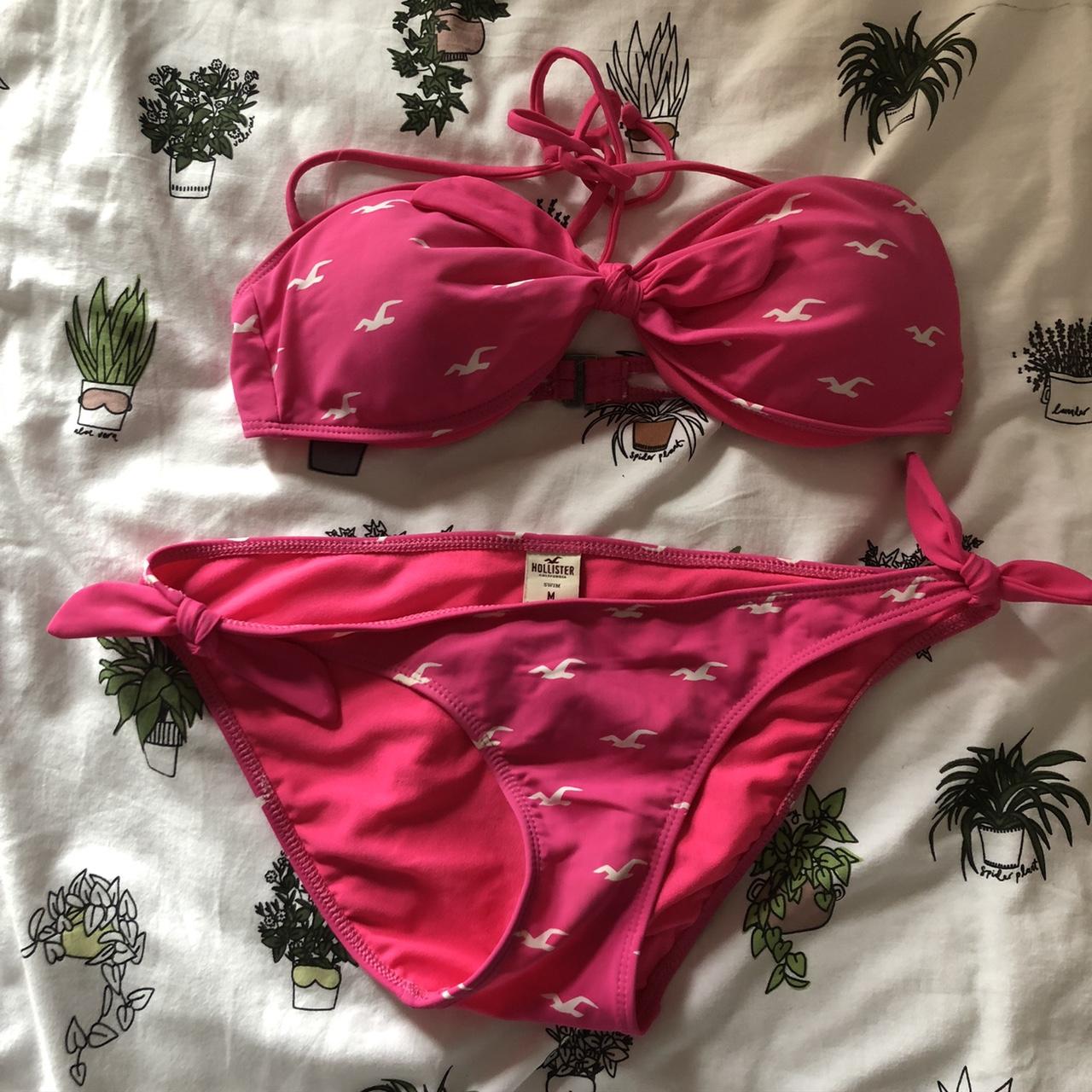 Hollister hot pink bikini set Size medium Depop