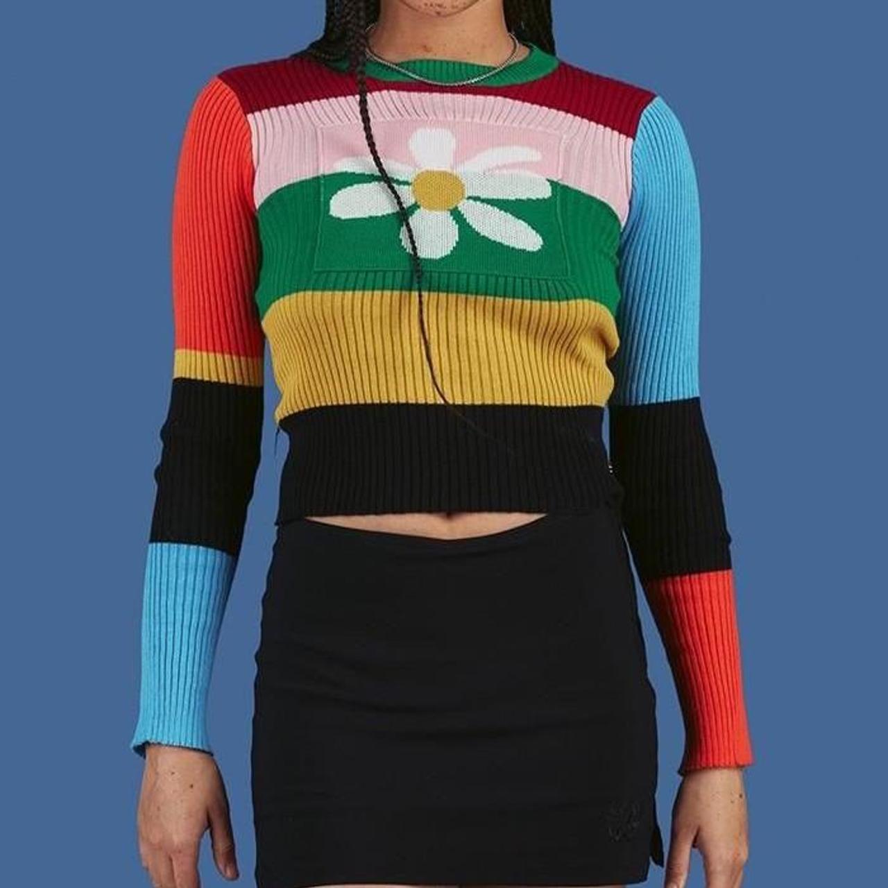 authentic unif cropped rainbow daisy dolly sweater... Depop