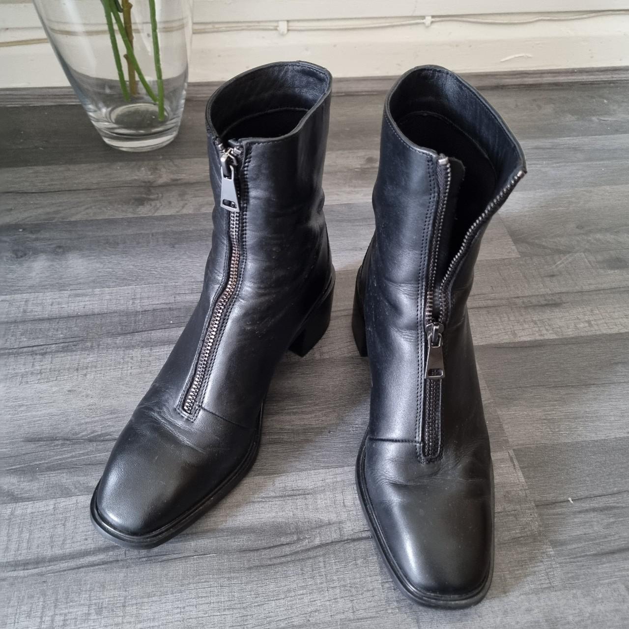 zara zip front boots