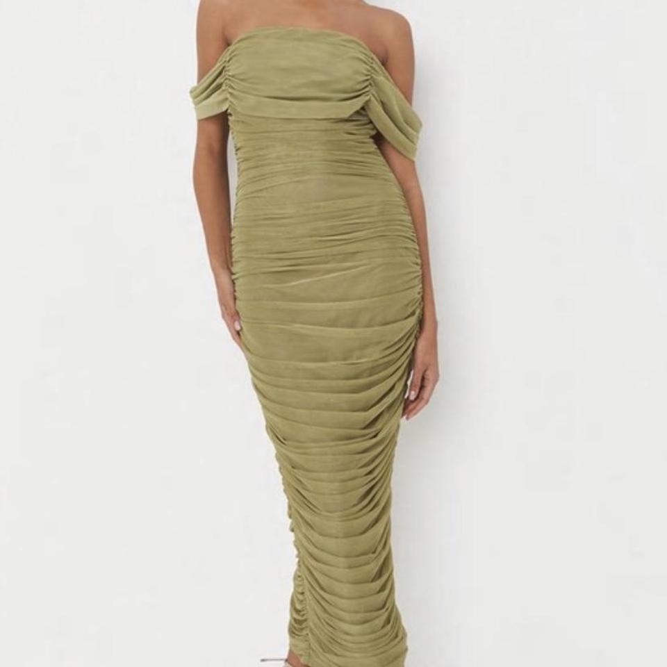 Khaki midi deals dress missguided