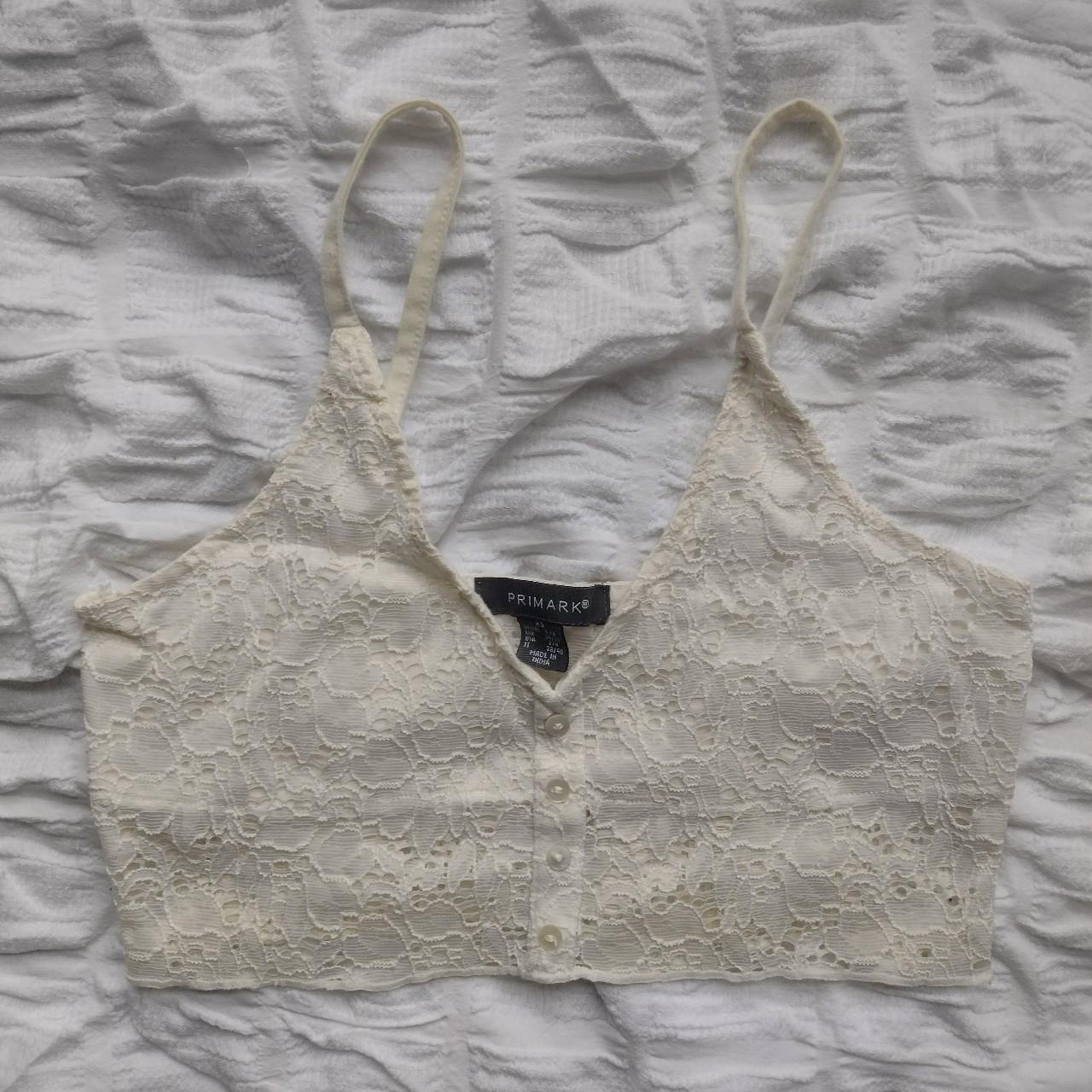 Primark white lace crop top cami Really good... Depop