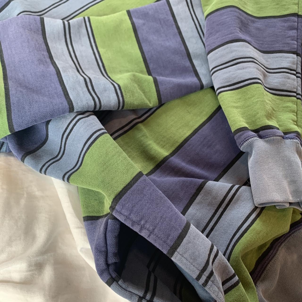 Green/ blue striped supreme hoodie. Signs of wear- - Depop