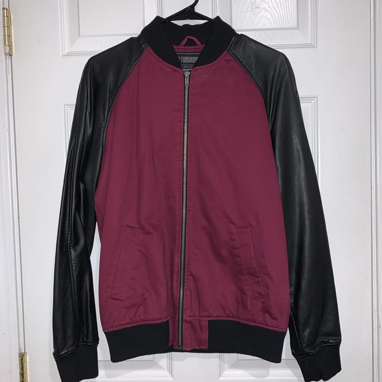 Forever 21 Men's Black and Burgundy Jacket Depop