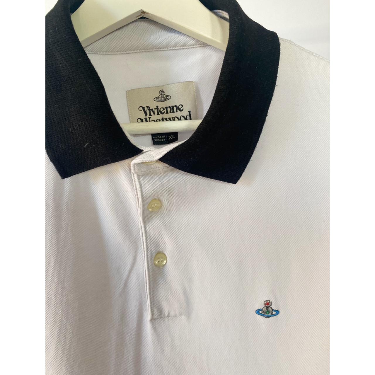 Men's white and black Vivienne Westwood polo Depop