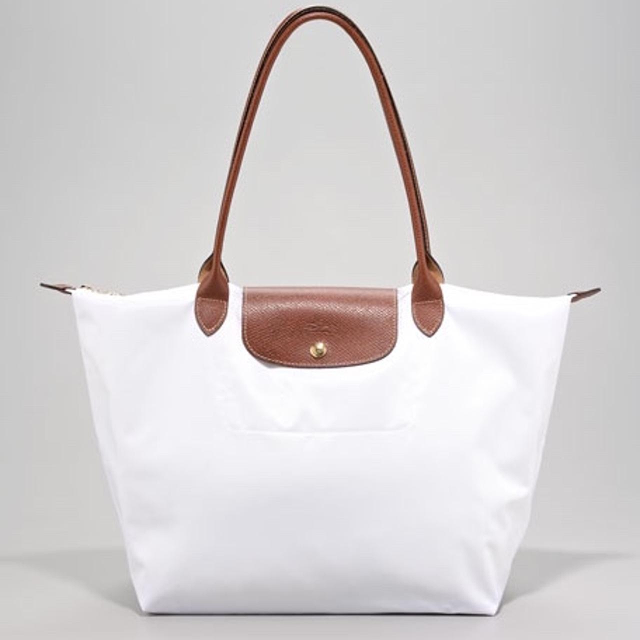 Longchamp White Le Pliage Medium Sized Tote Depop   P0 