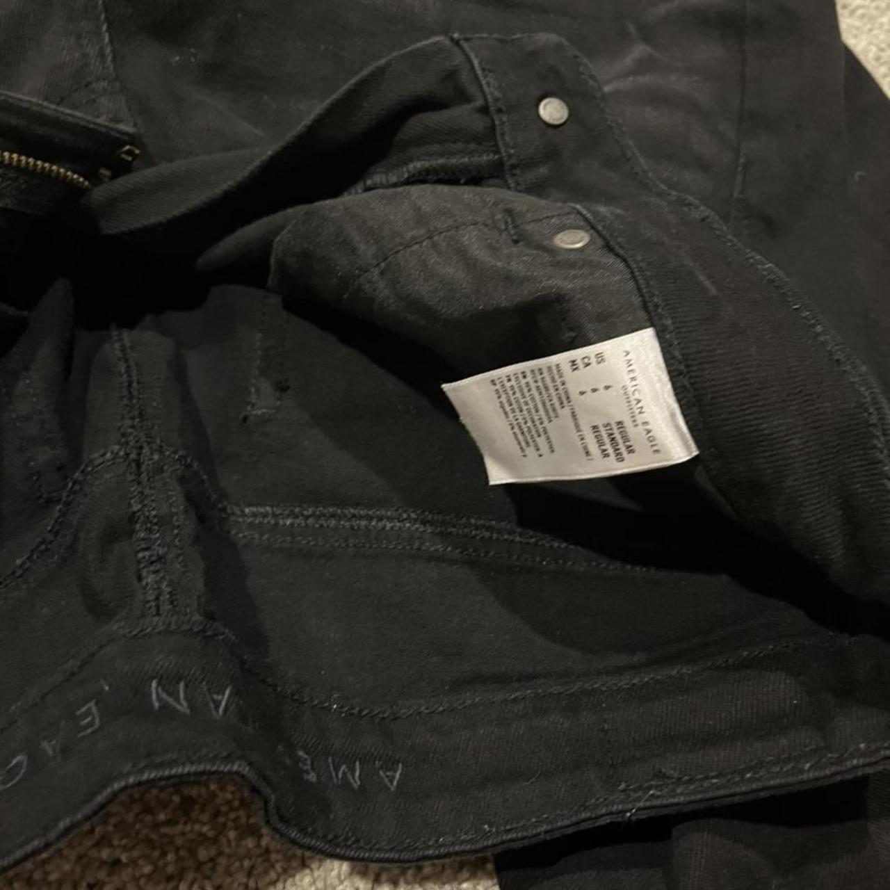 American eagle ripped mom jean color:black size:4... - Depop