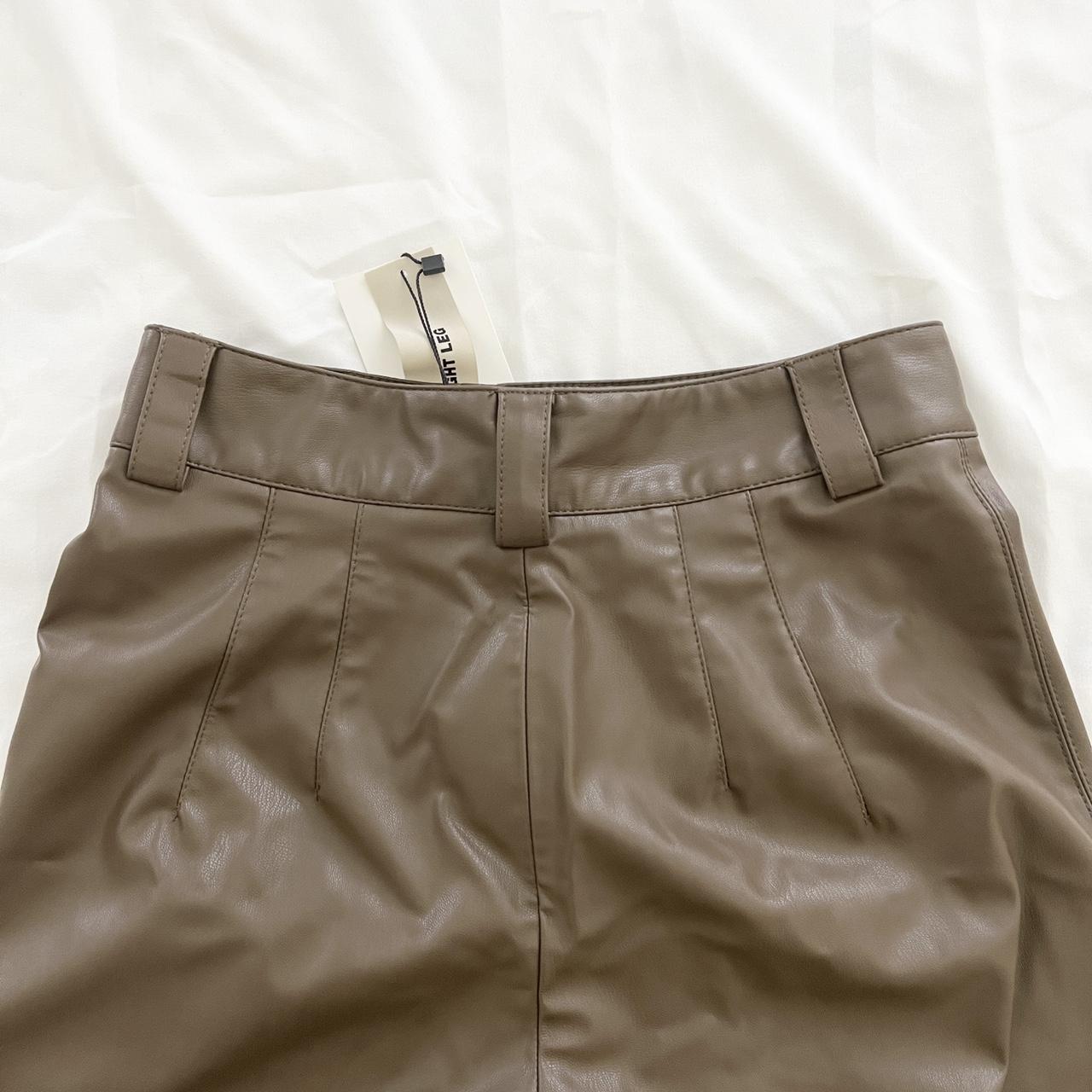 ZARA BROWN LEATHER PANTS BNWT - brown faux leather... - Depop