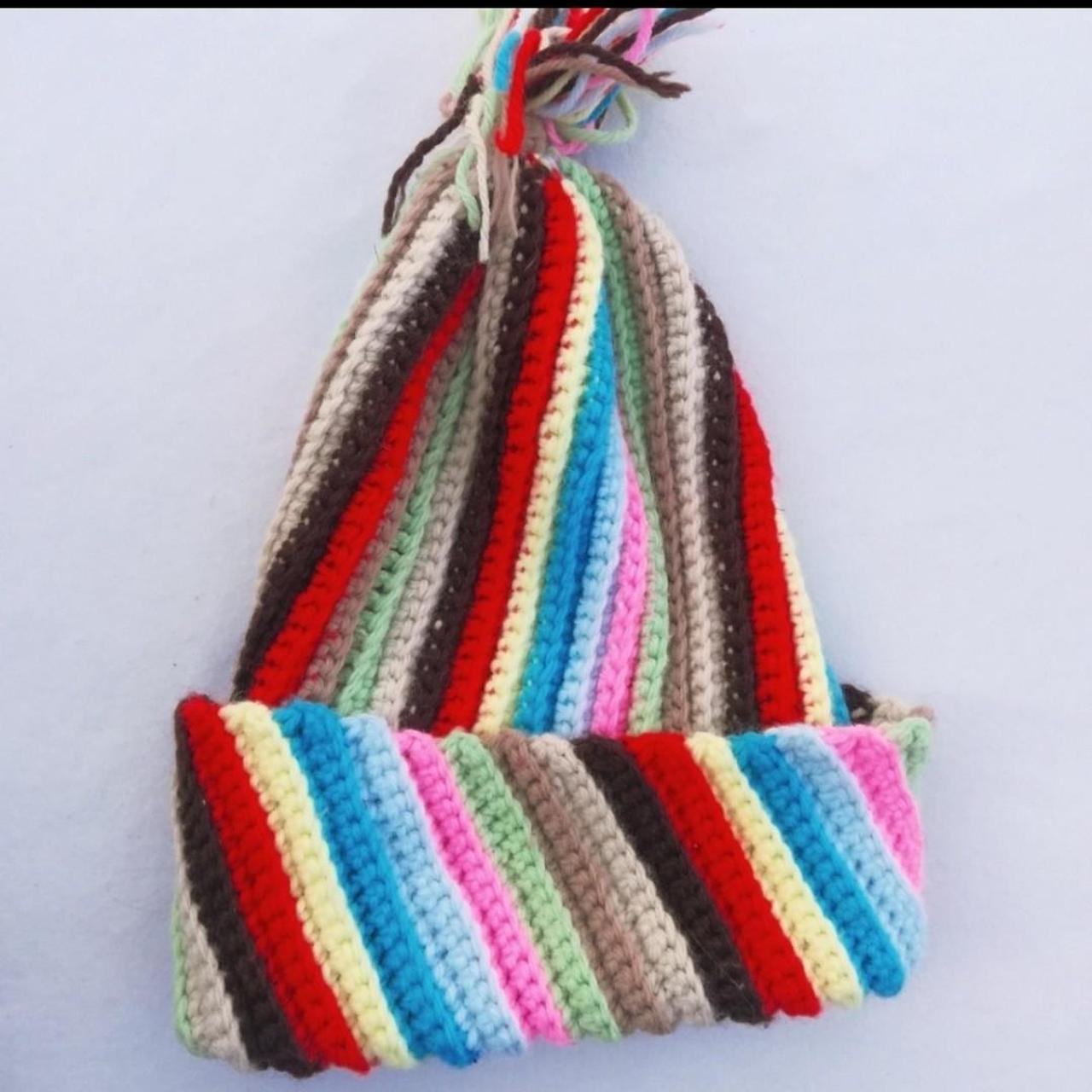 Vintage Handmade Toboggan Winter Hat. Varigated... Depop