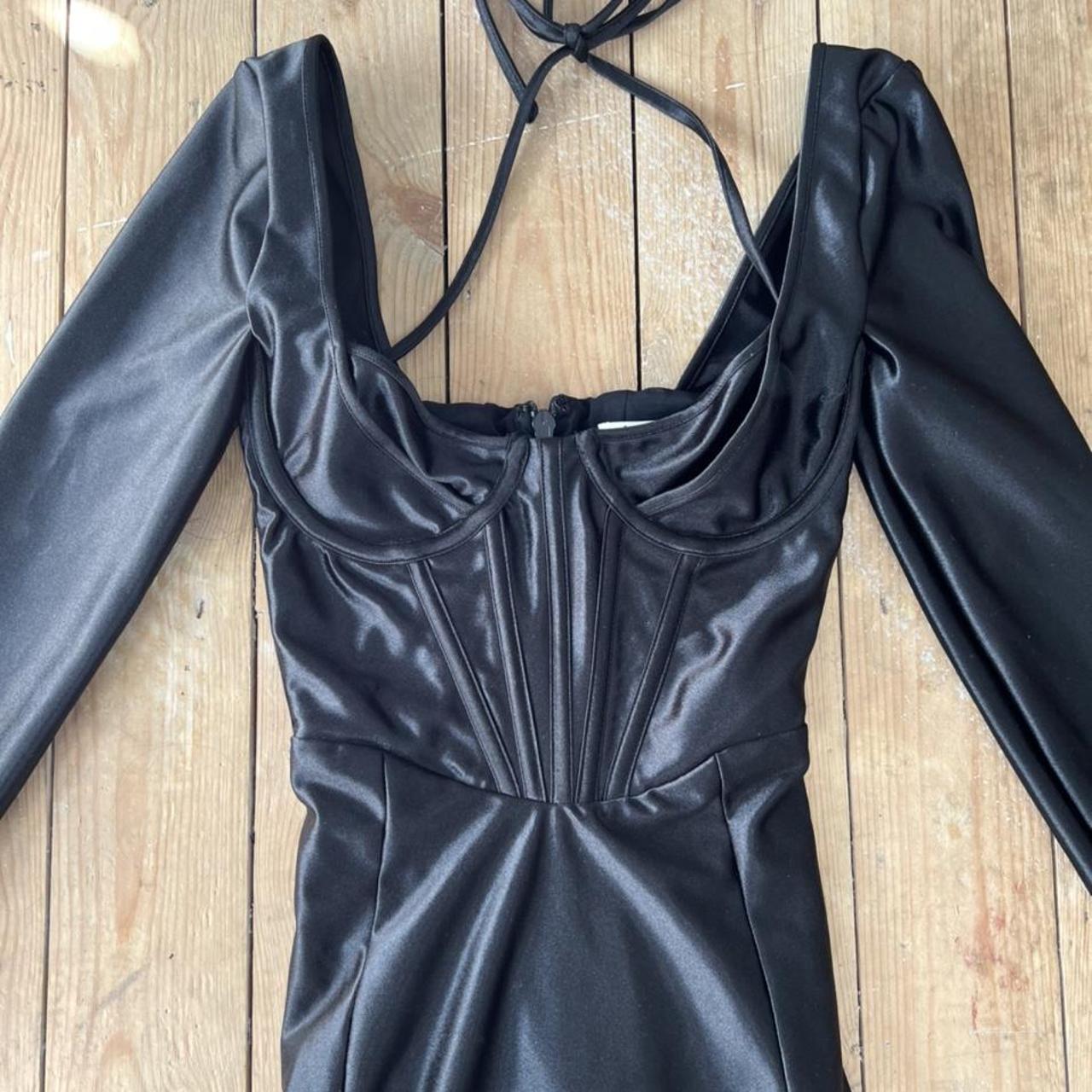 House of CB grazia black disco satin corset dress... Depop