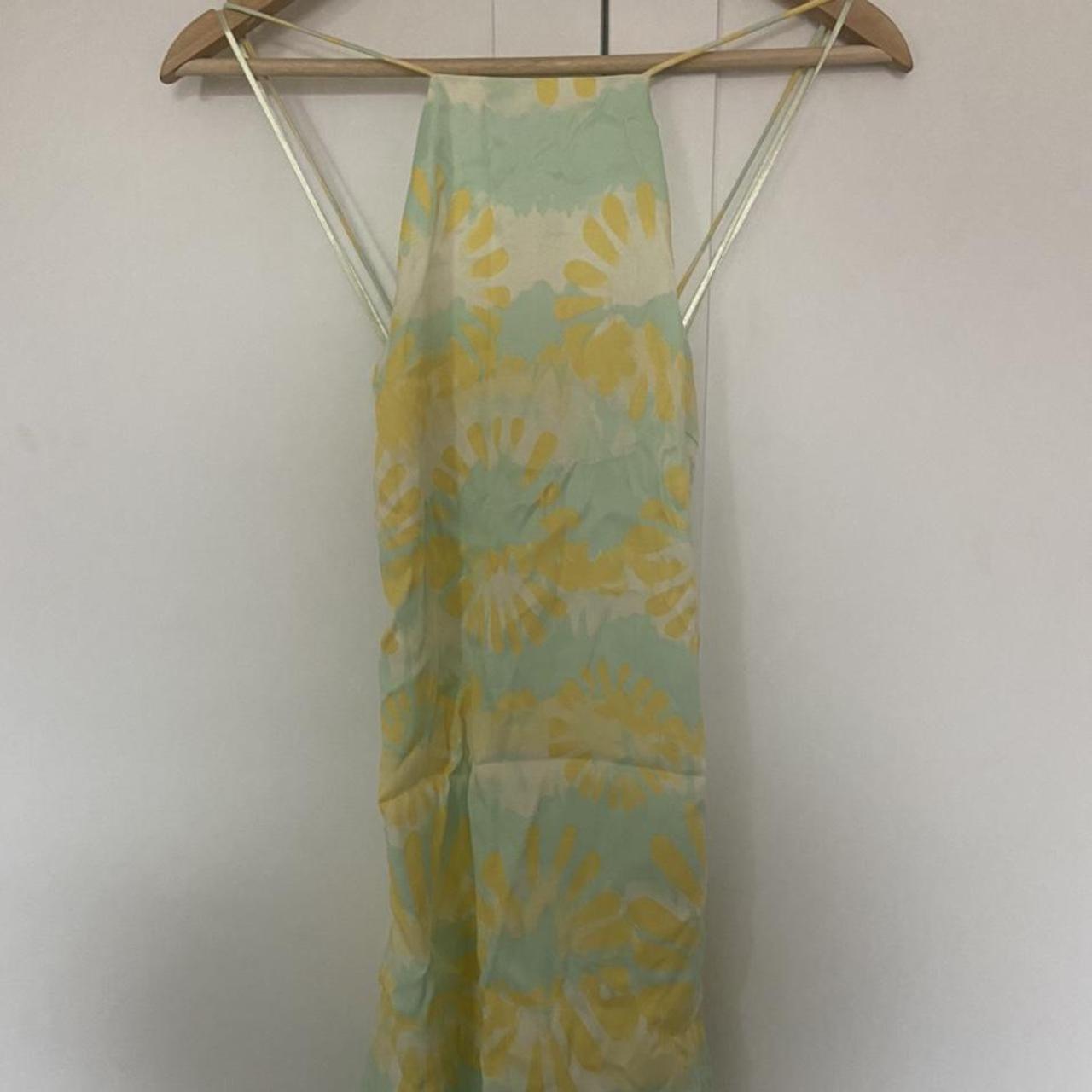 Zara Women's Green and Yellow Dress Depop