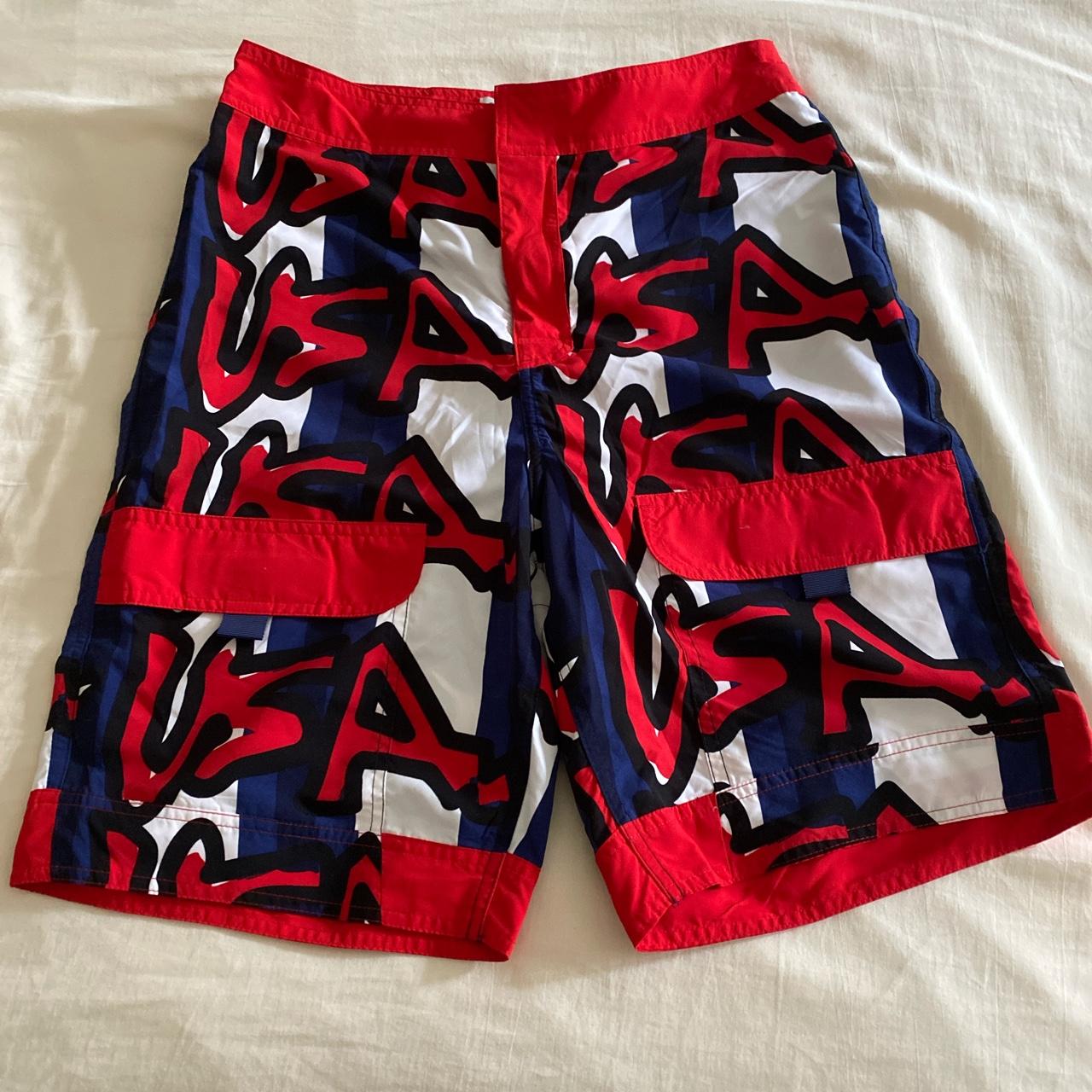 Target Men's Red and Blue Shorts Depop