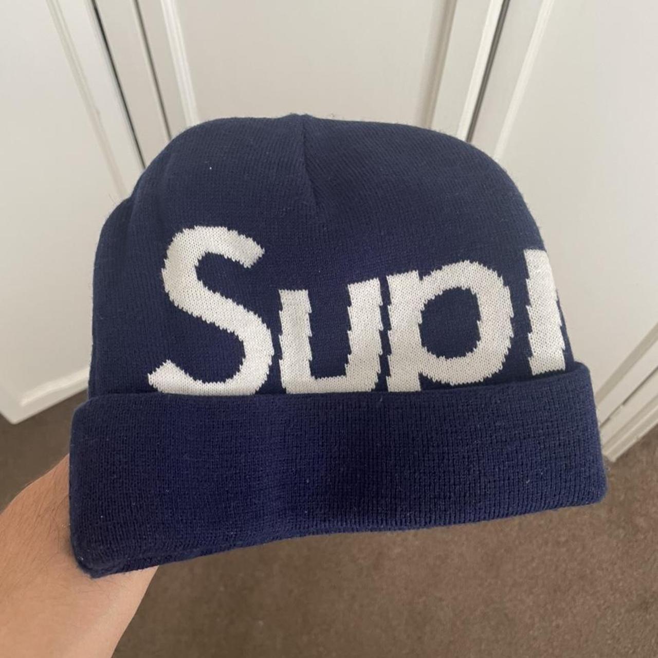 Supreme Supreme Navy Beanie - Depop