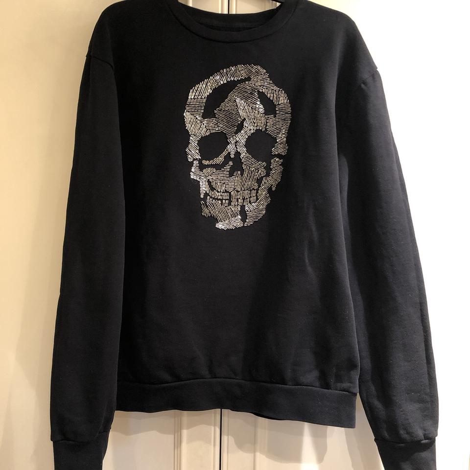 Vintage Zara Man Skull Head Bling-bling Sweatshirt Crewneck Black