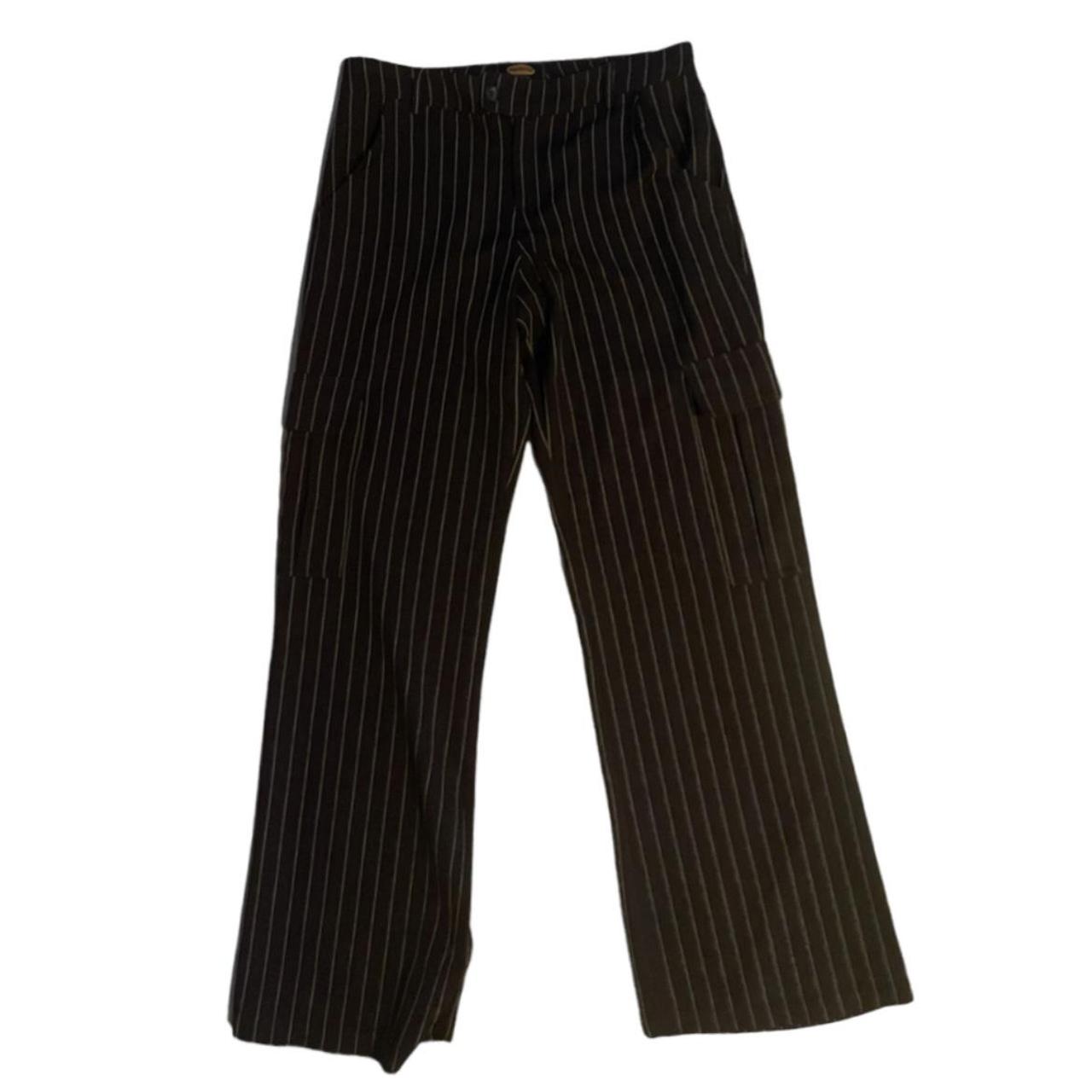 urban outfitters brown pinstripe low rise cargo... - Depop