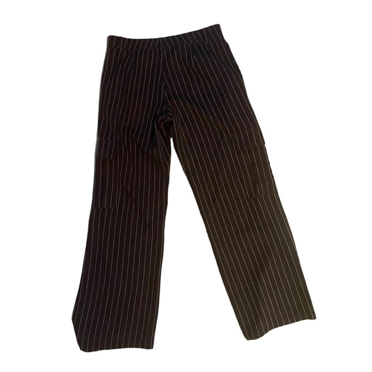 urban outfitters brown pinstripe low rise cargo... - Depop