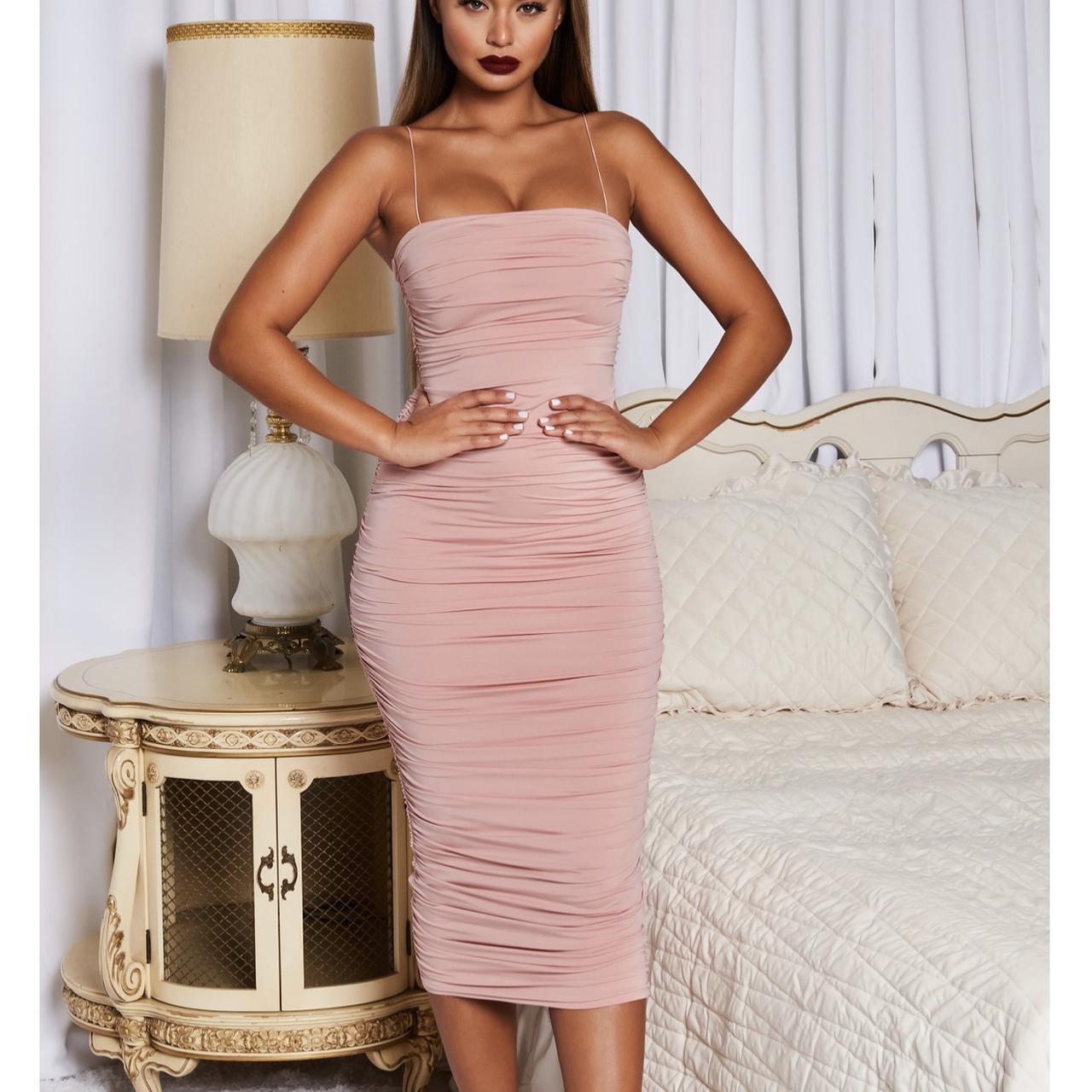 Baby pink shop ruched dress