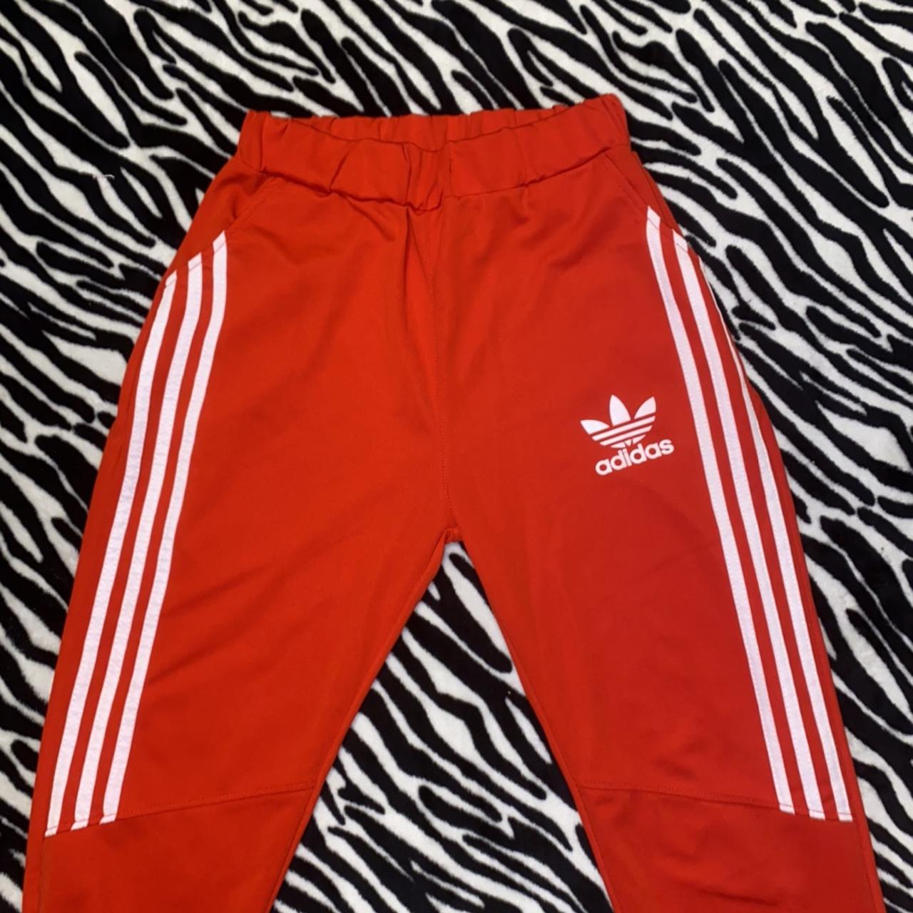 Red Joggers ♡︎ red and white striped joggers ♡︎... - Depop